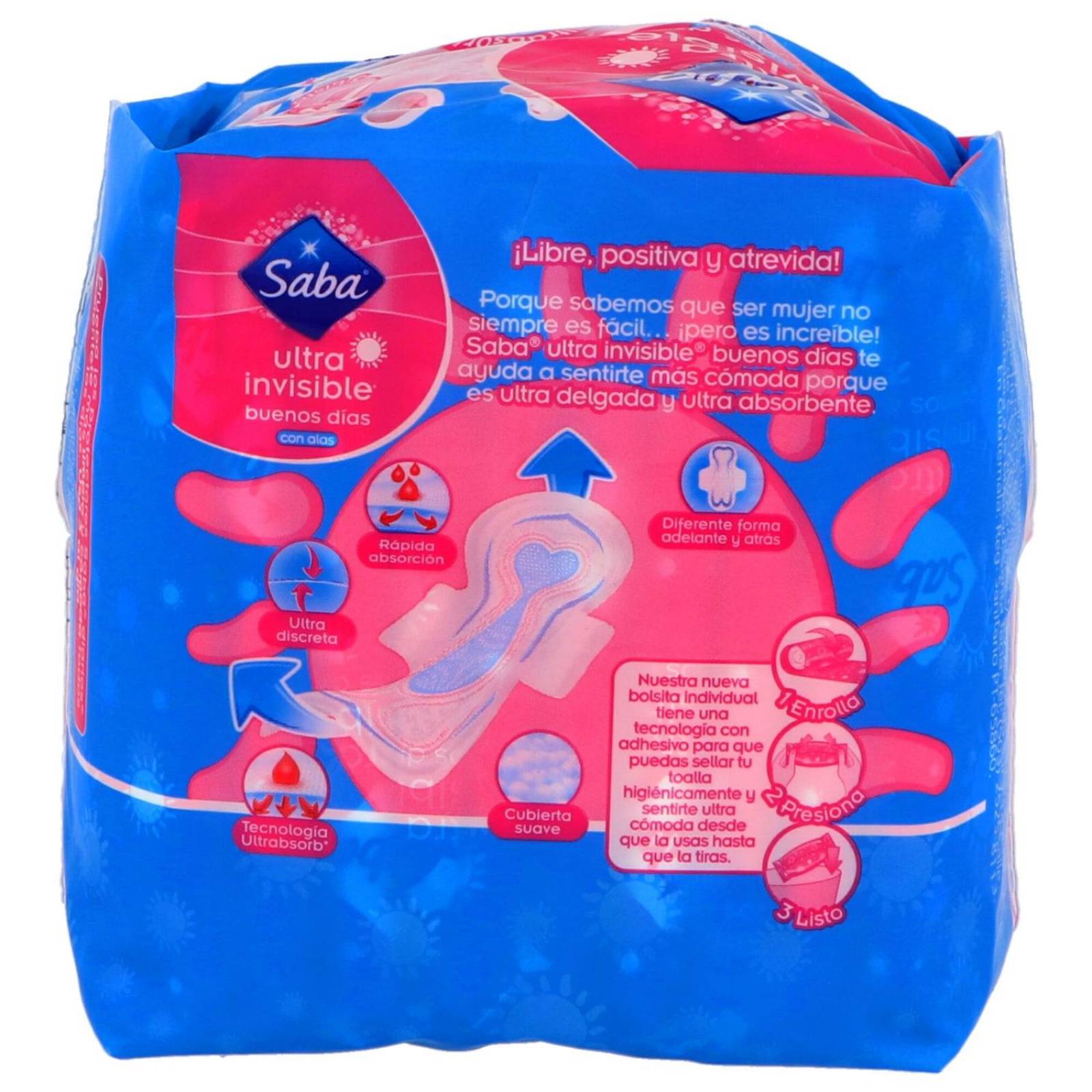 Toallas Sanitarias Saba Ultra Invisible Con Alas Empaque Con 10 Piezas 