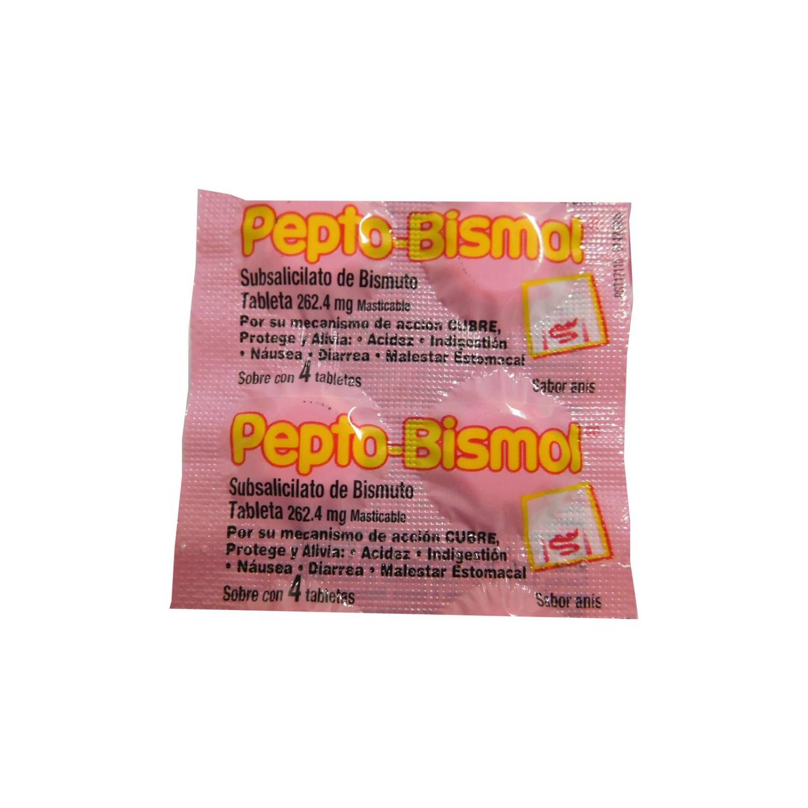 Pepto Bismol 262 mg Tira Con 24 Tabletas Masticables Sabor Anís 