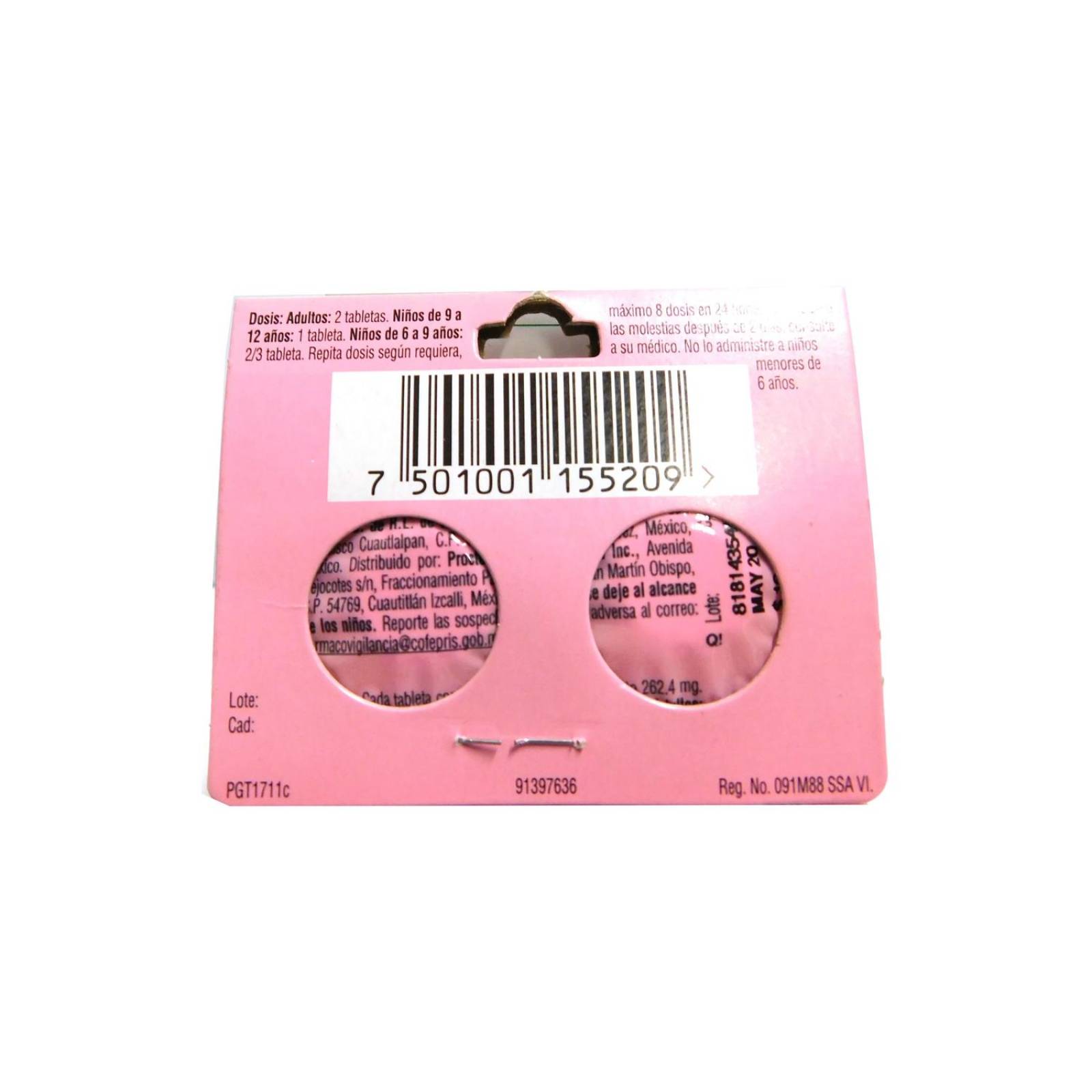 Pepto Bismol 262 mg Tira Con 24 Tabletas Masticables Sabor Anís 