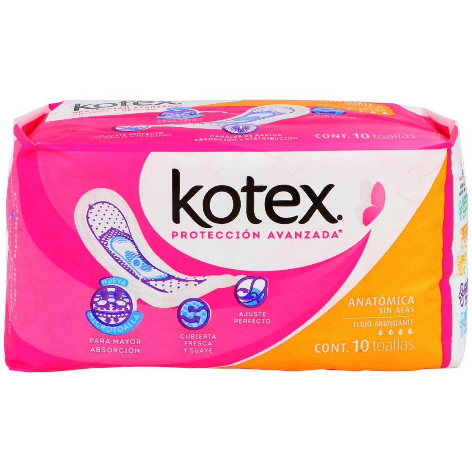 Toallas Sanitarias Kotex Protección Avanzada Sin Alas Empaque Con 10 Piezas 