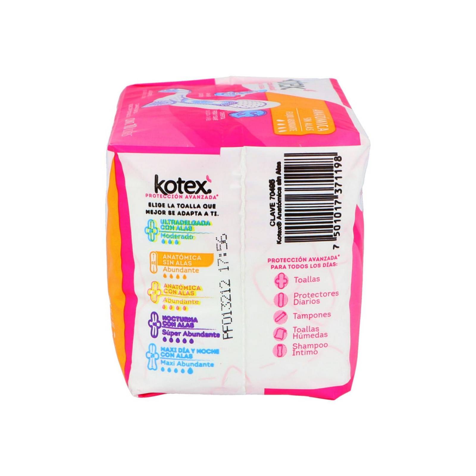 Toallas Sanitarias Kotex Protección Avanzada Sin Alas Empaque Con 10 Piezas 