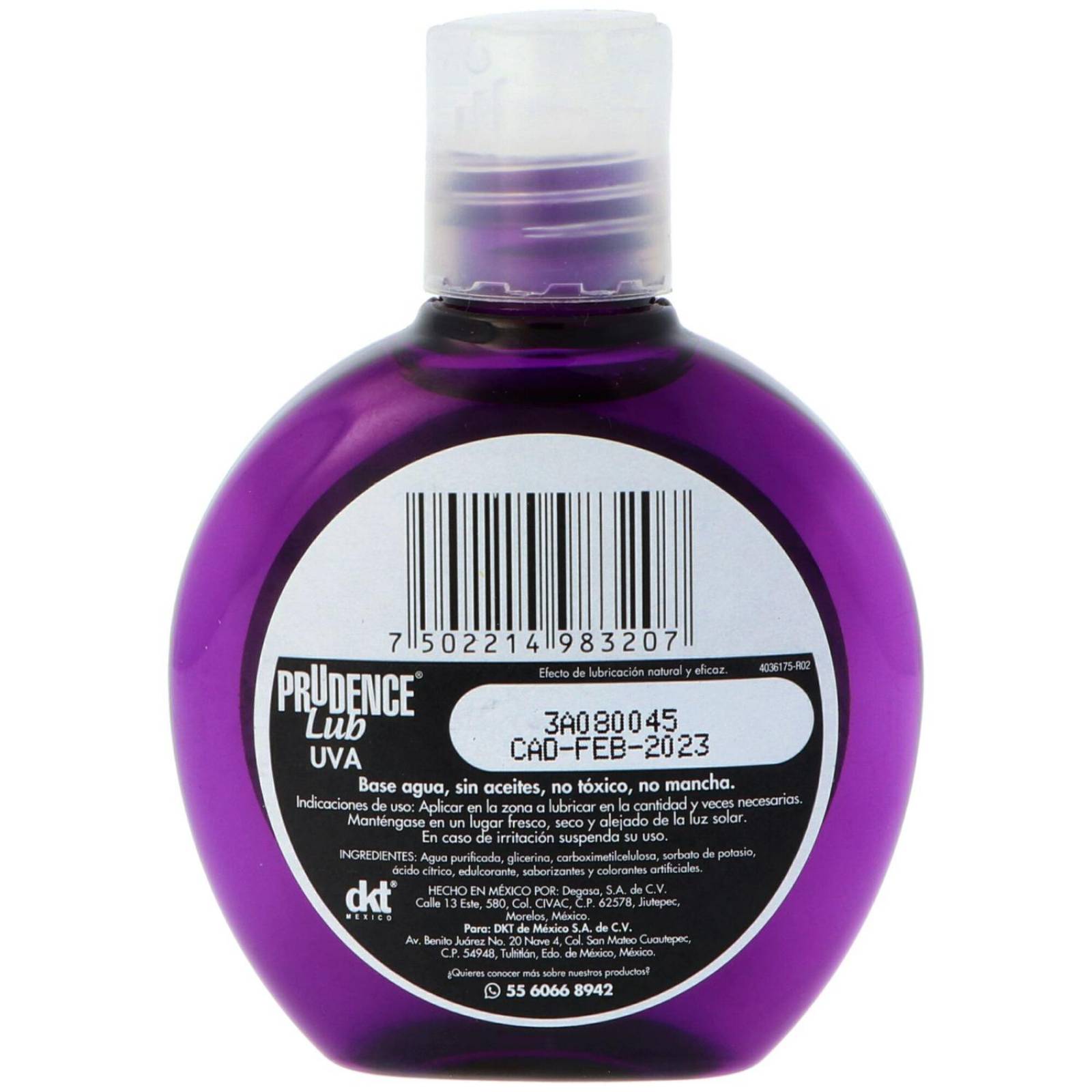 Lubricante Prudence Lub Envase Con 75 mL Sabor Uva 