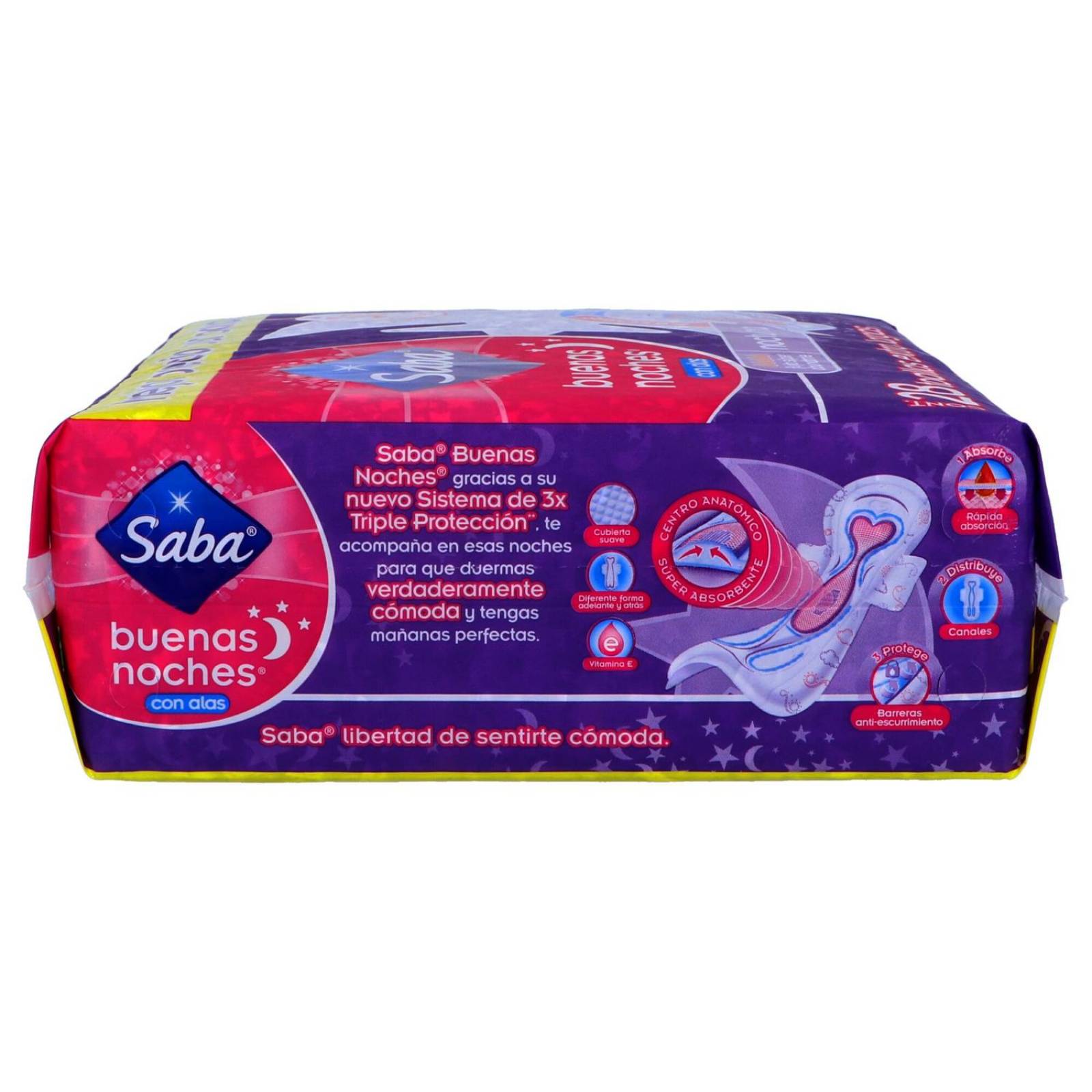 Saba Buenas Noches Con Alas Toallas Sanitarias Paquete Con 28 Piezas 