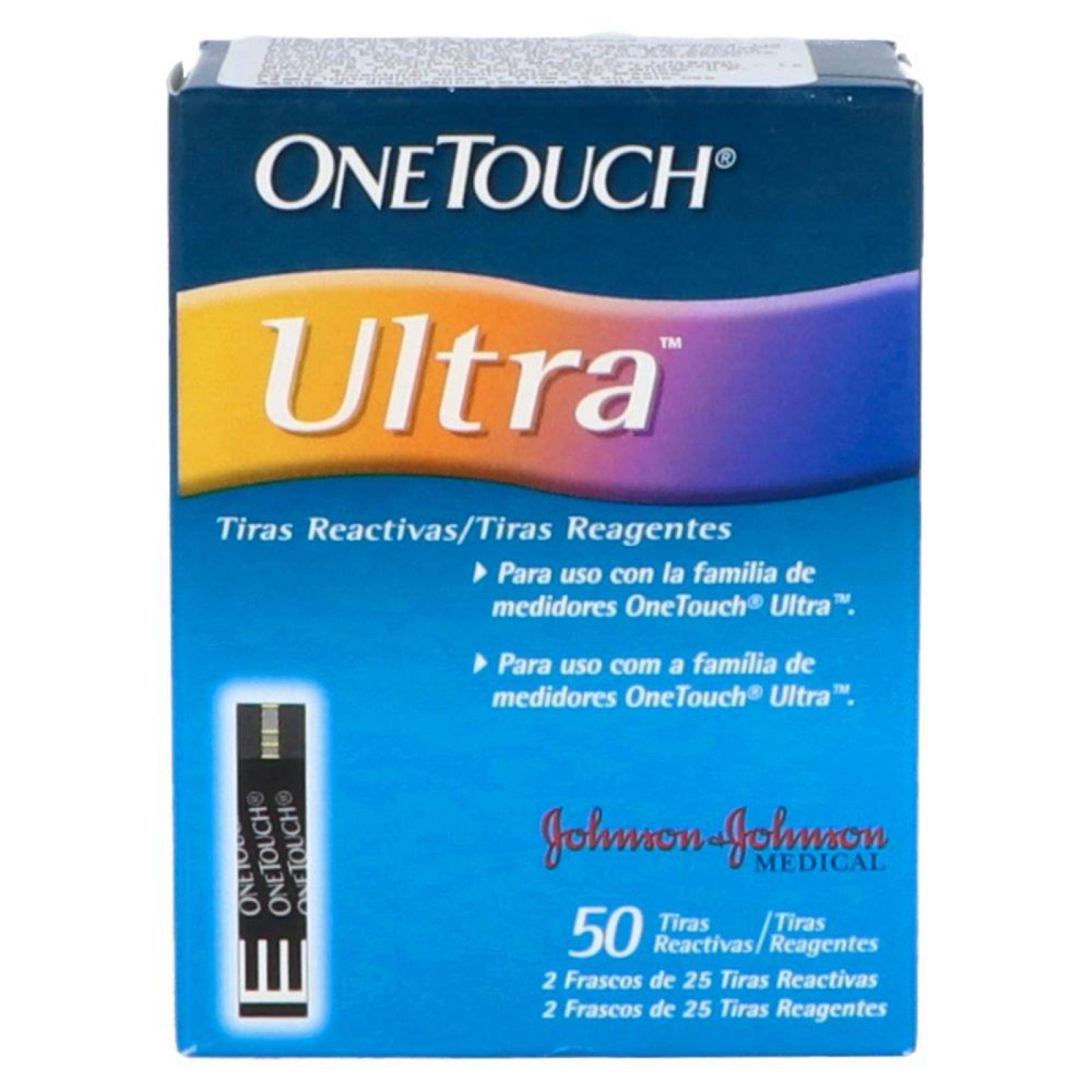 One Touch Ultra Caja Con 2 Frascos Con 25 Tiras Reactivas Ca 