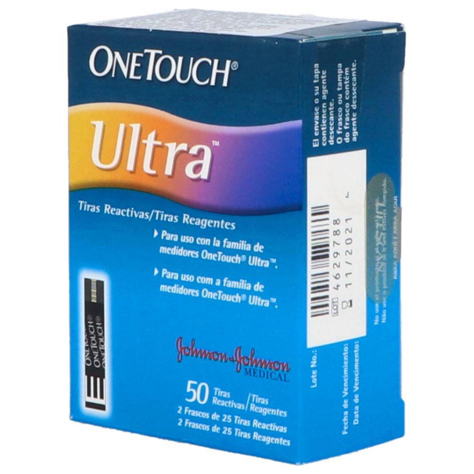 One Touch Ultra Caja Con 2 Frascos Con 25 Tiras Reactivas Ca 