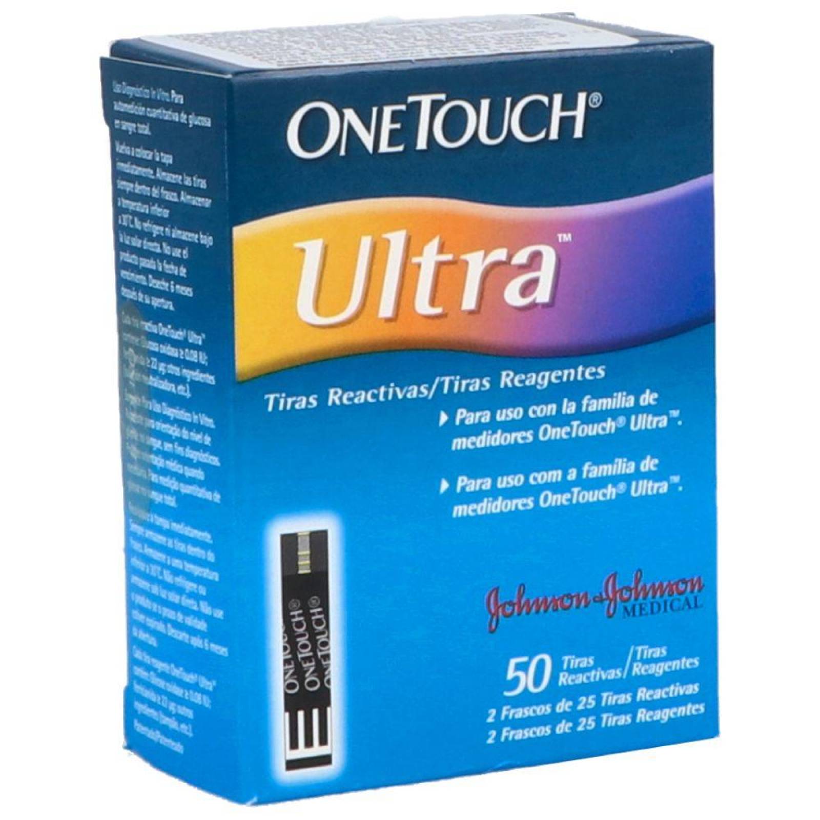 One Touch Ultra Caja Con 2 Frascos Con 25 Tiras Reactivas Ca 