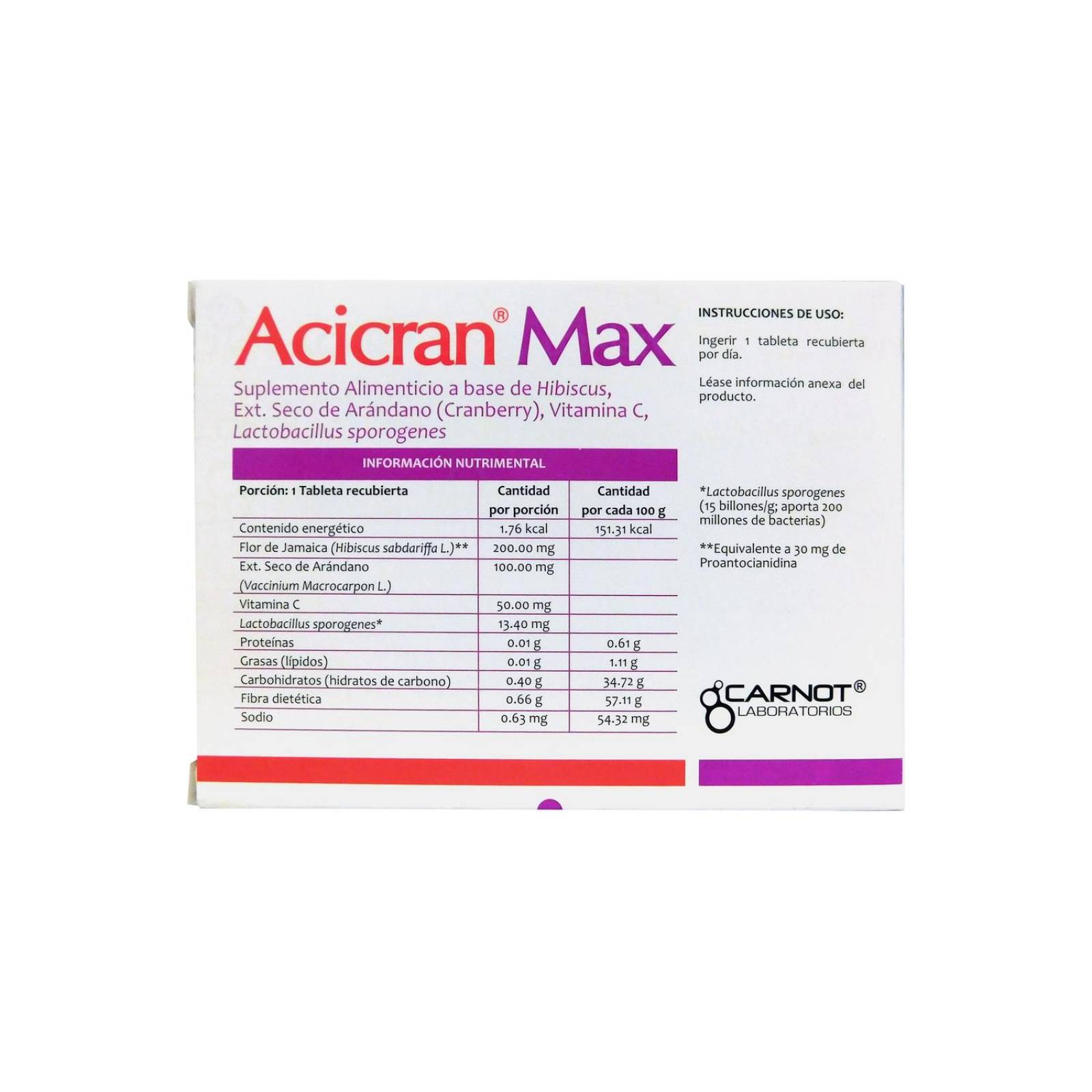 Acicran Max 1.16g Caja Con 30 Tabletas