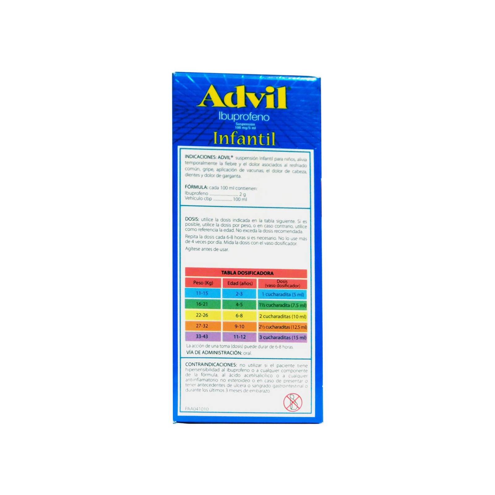 Advil Infantil Suspensión 100mg/5mL Sabor Frutas Caja Con Frasco Con 100 mL 