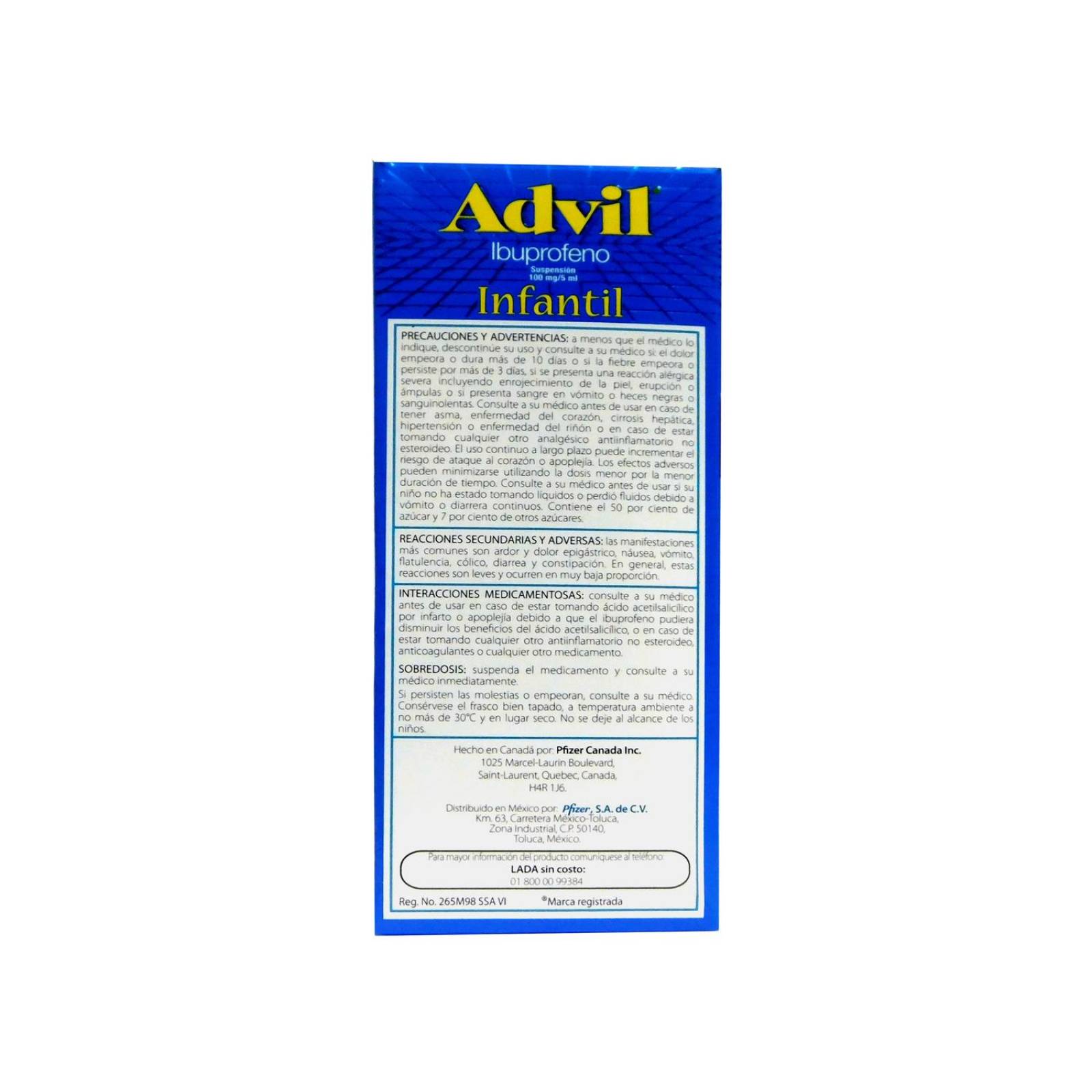 Advil Infantil Suspensión 100mg/5mL Sabor Frutas Caja Con Frasco Con 100 mL 