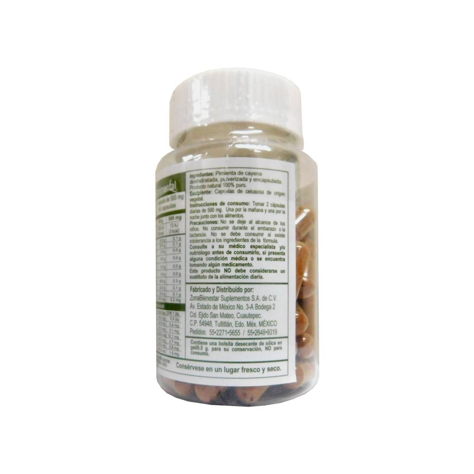 Pimienta Cayena Bote Con 60 Cápsulas De 500 mg 