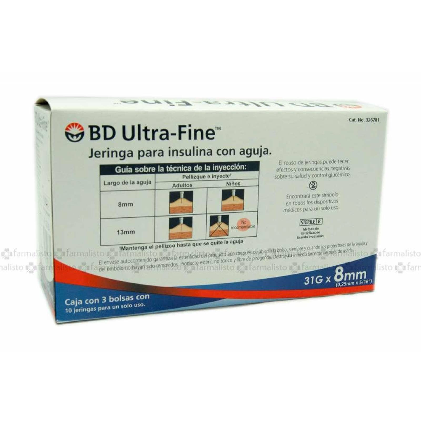 BD Ultra-Fine Caja Con 30 Jeringas .5 mL 31G X 8 MM 