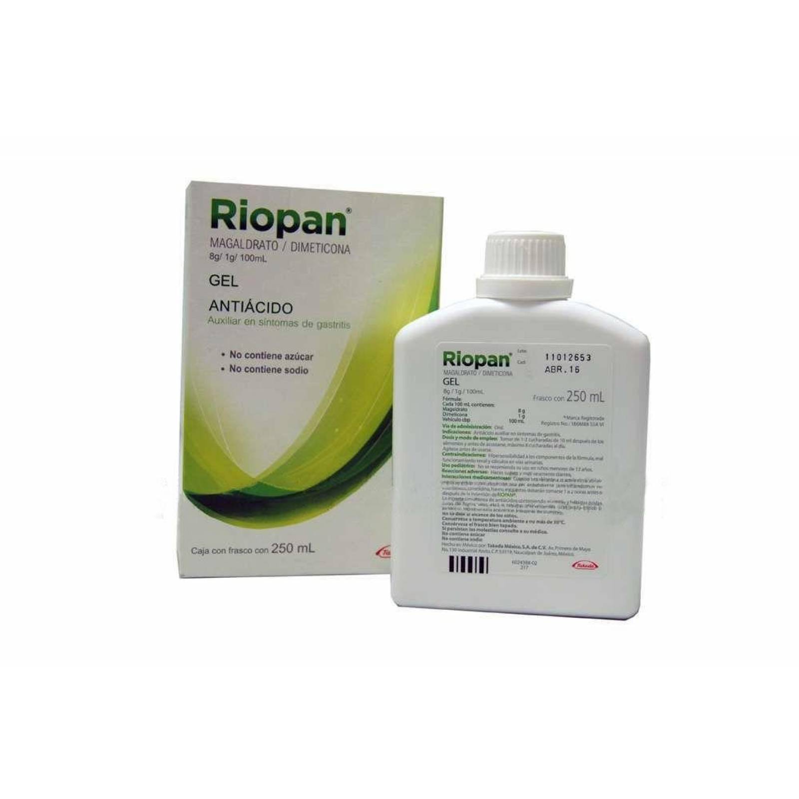 Riopan Gel 8 mg / 1 mg /100 mL Caja Con Frasco Con 250 mL 