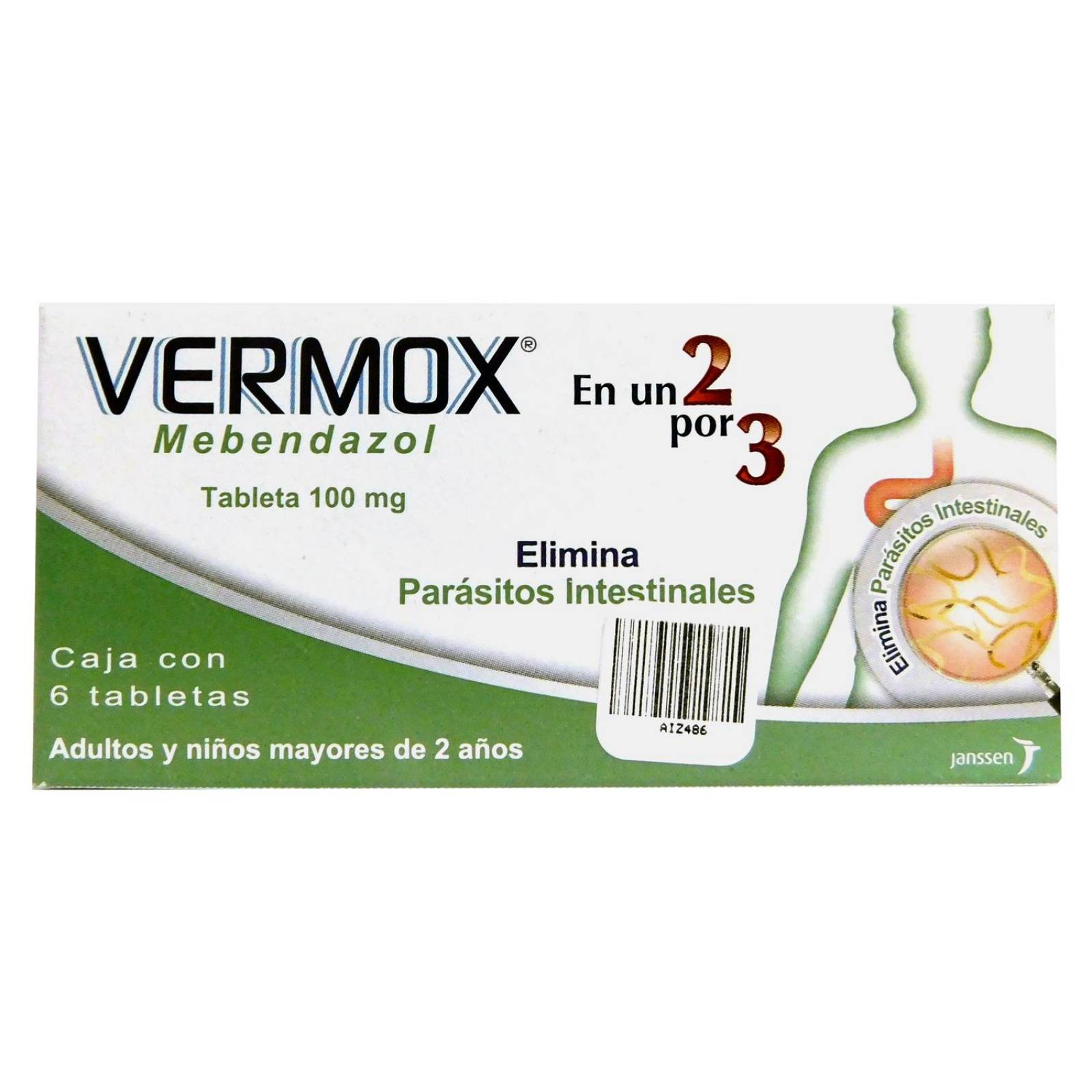 Vermox 100 mg Caja Con 6 Tabletas 