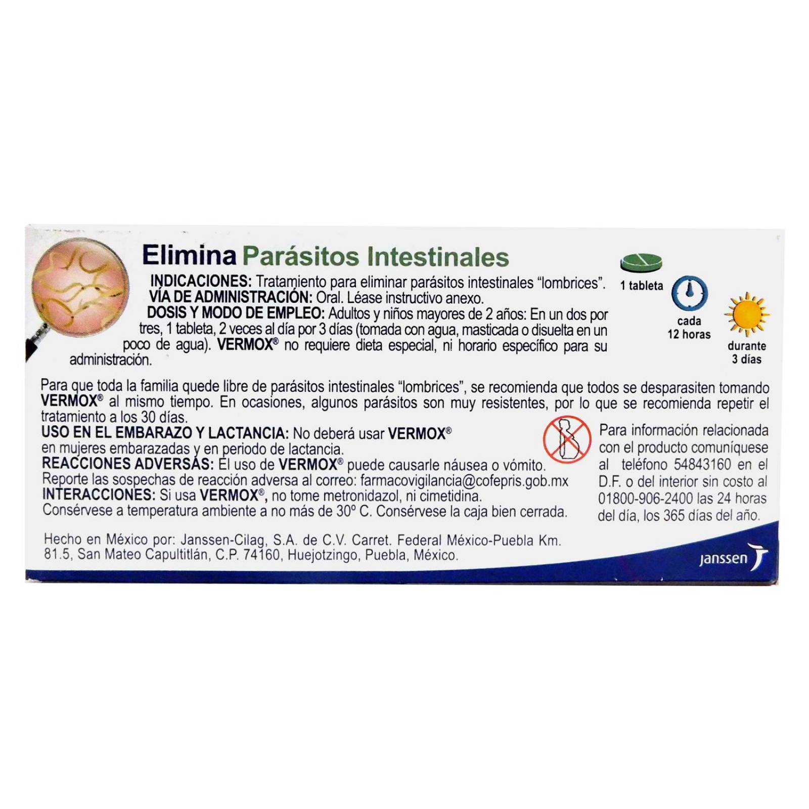 Vermox 100 mg Caja Con 6 Tabletas 