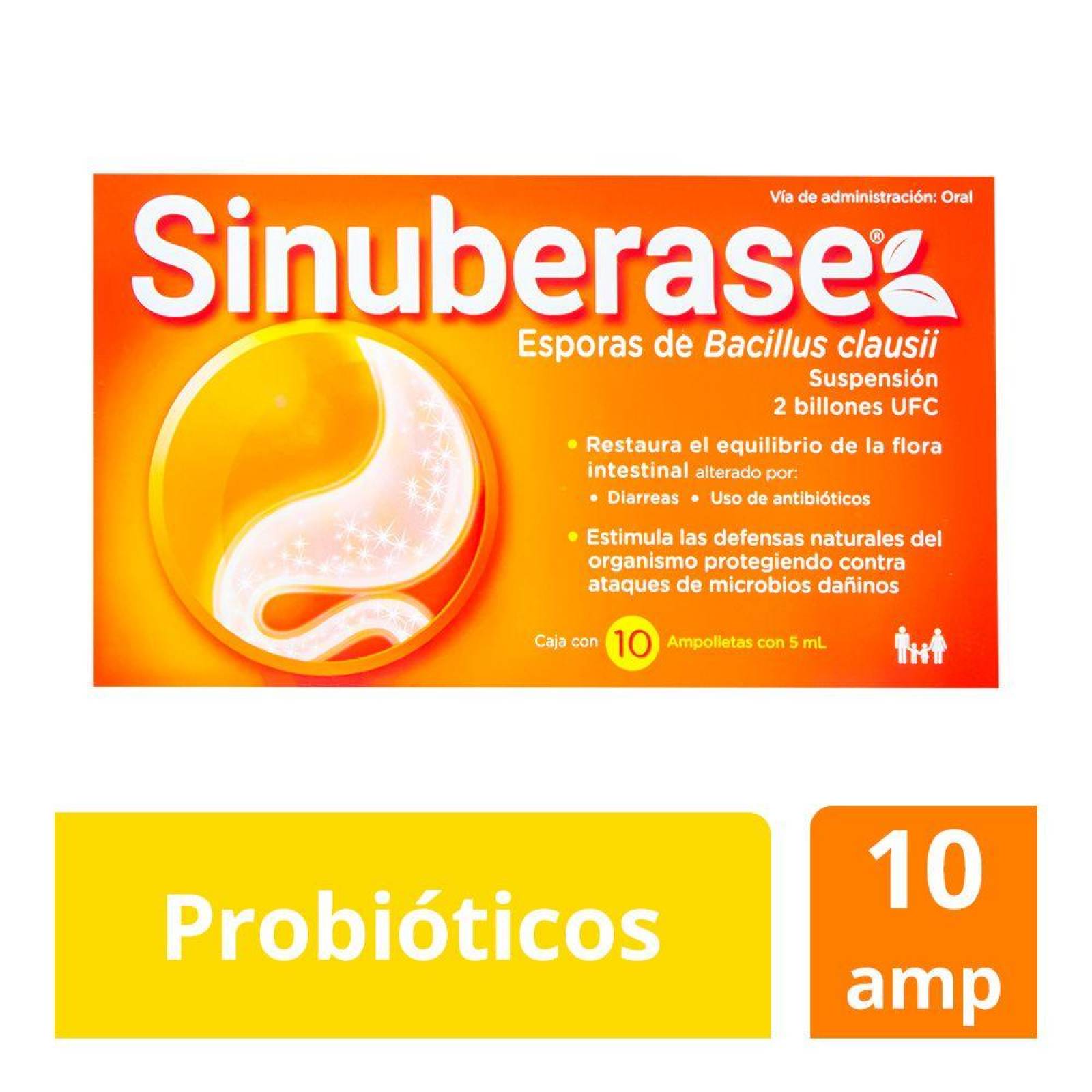 Sinuberase Suspensión Caja Con 10 Ampolletas Con 5 mL 