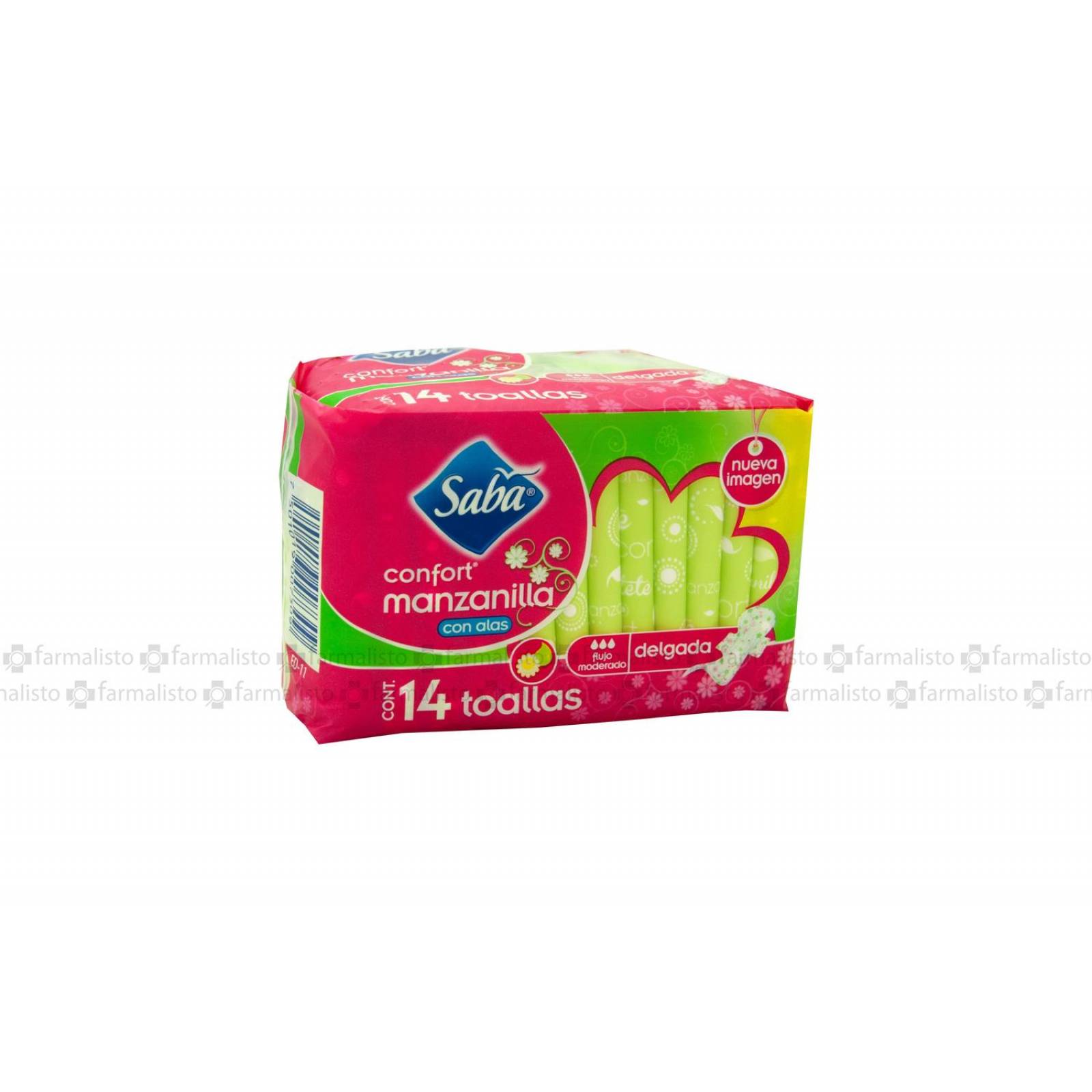 Toallas Sanitarias Saba Confort Manzanilla Con Alas Empaque Con 14 Toallas 