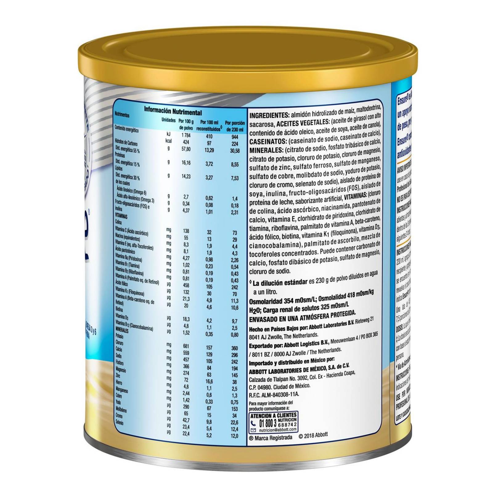 FRM-Ensure Polvo Lata Con 400g Sabor A Vainilla 