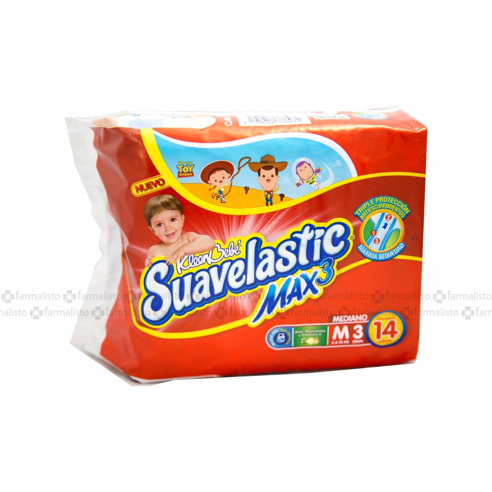 Kleen Bebé Suavelastic Max 3 Mediano 6-10 Kg Empaque Con 14 