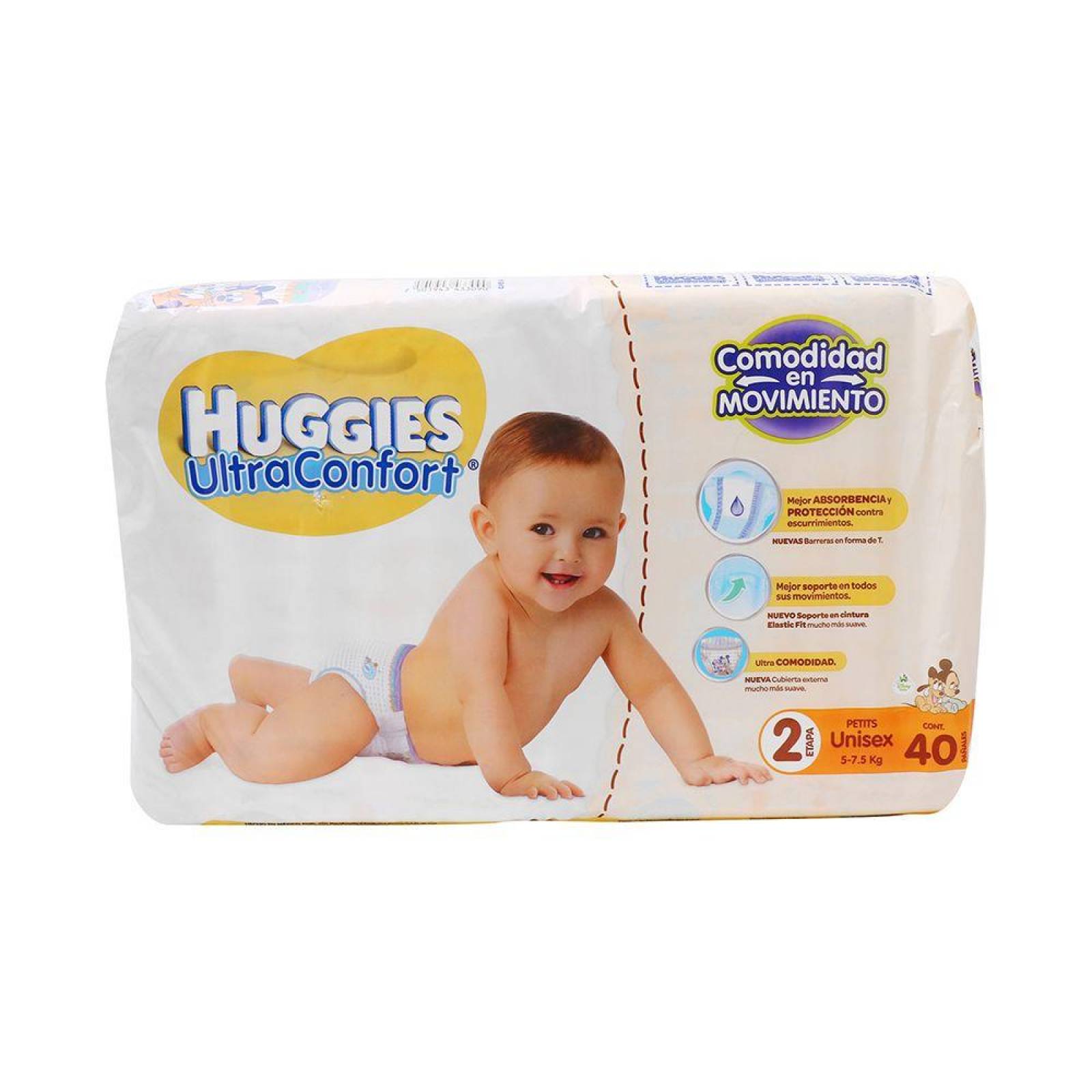 Huggies Ultraconfort Unisex Pañales Etapa 2 Con 40 Piezas 