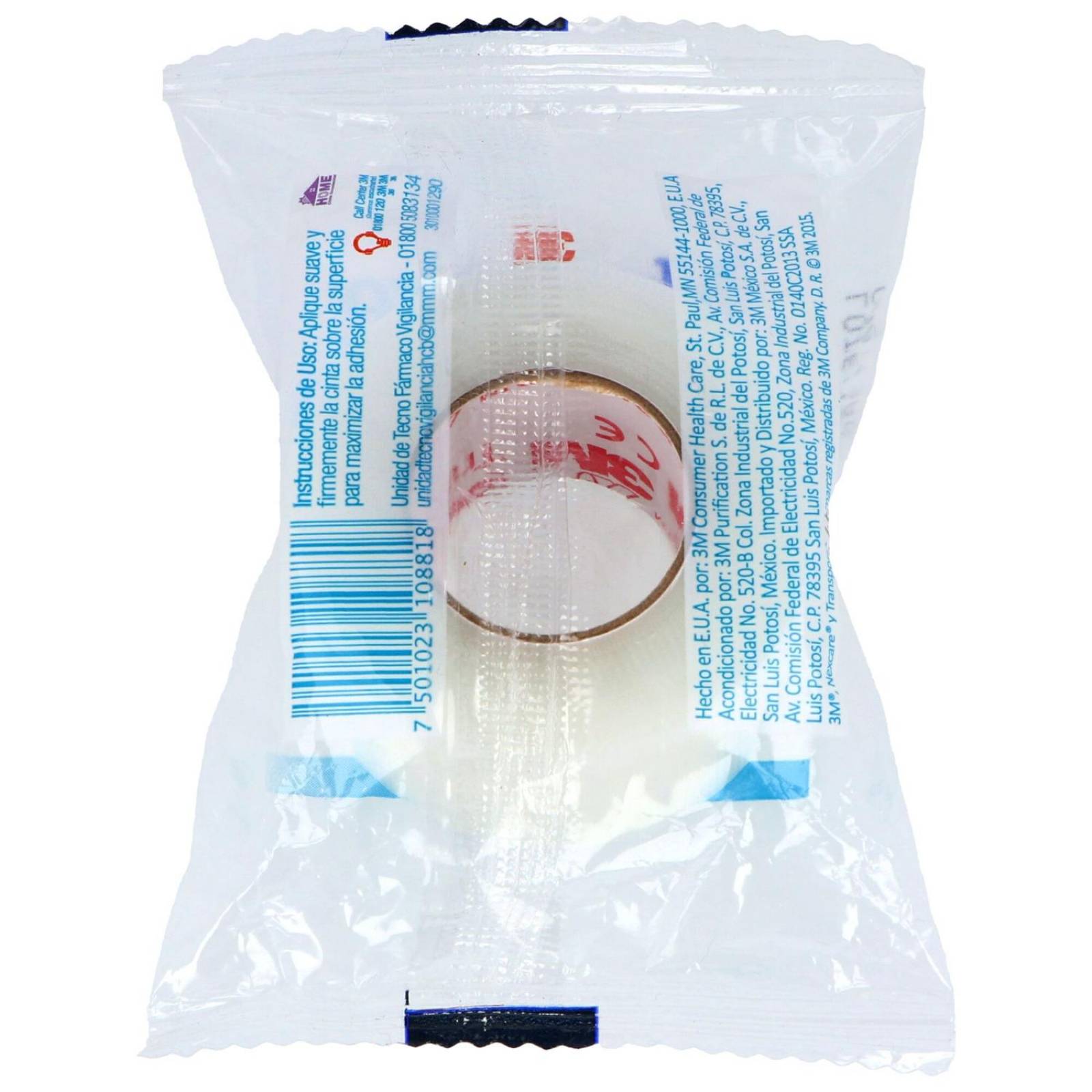 Cinta Adhesiva Transparente 3M Nexcare Transpore 2.50 cm x 9.1 m Bolsa Con 1 Pieza 