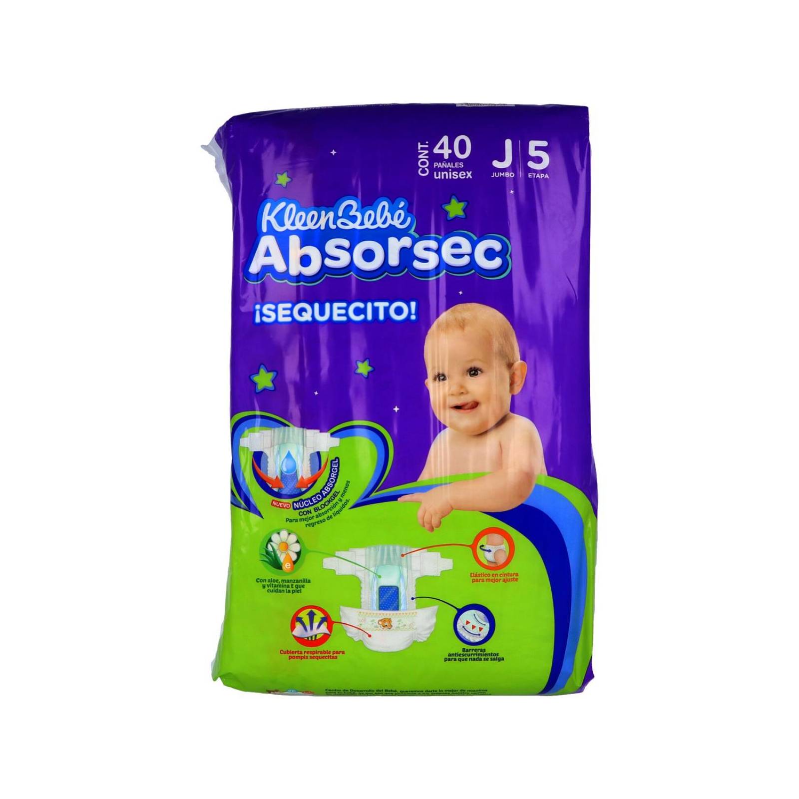 Kleen Pañales Bebé Absorsec Ultra Etapa J Paquete Con 40 Piezas 