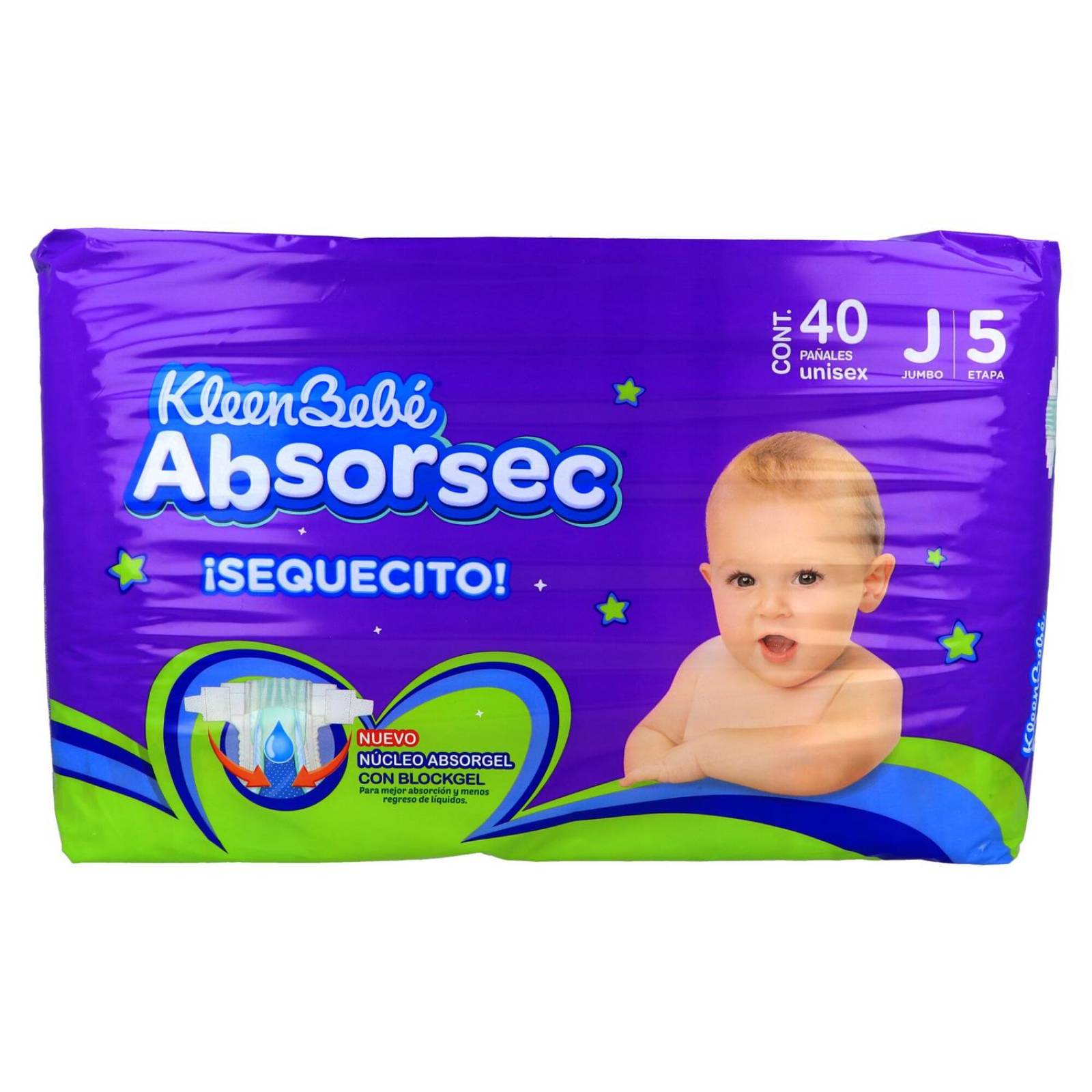 Kleen Pañales Bebé Absorsec Ultra Etapa J Paquete Con 40 Piezas 