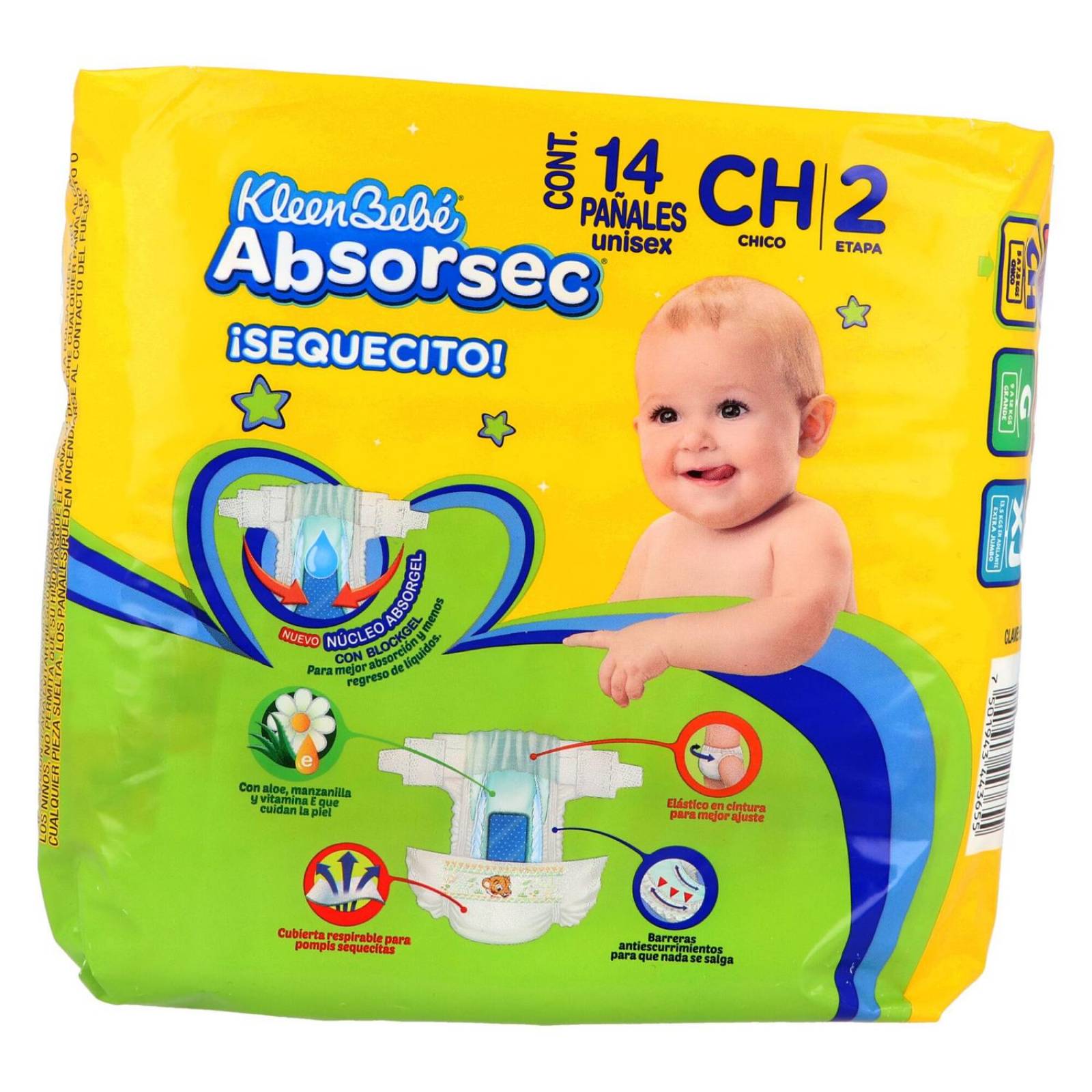 Panal Kleenbebé Absorsec Ch 14 Pañales 