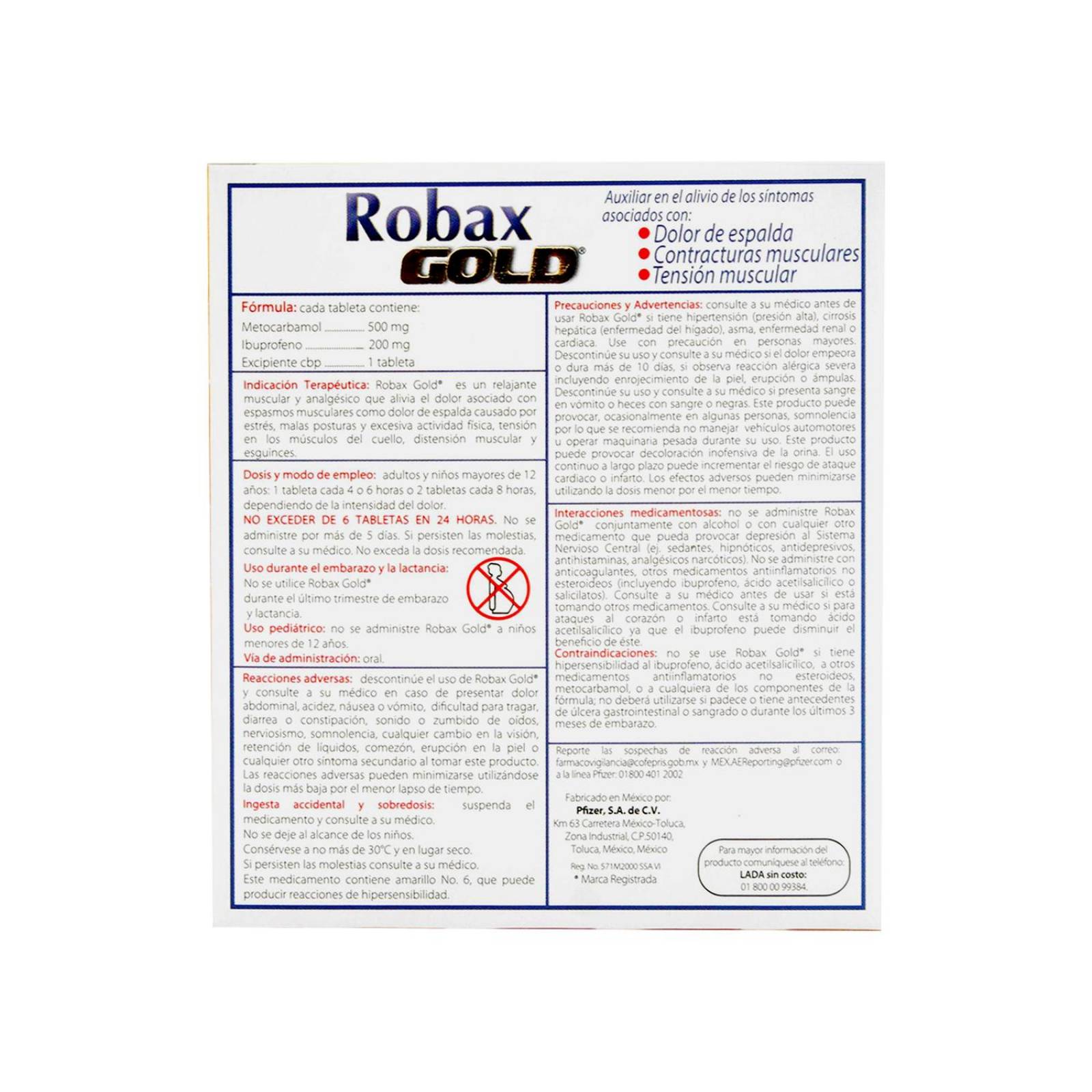Robax Gold 500 mg / 200 mg Caja Con 24 Tabletas 
