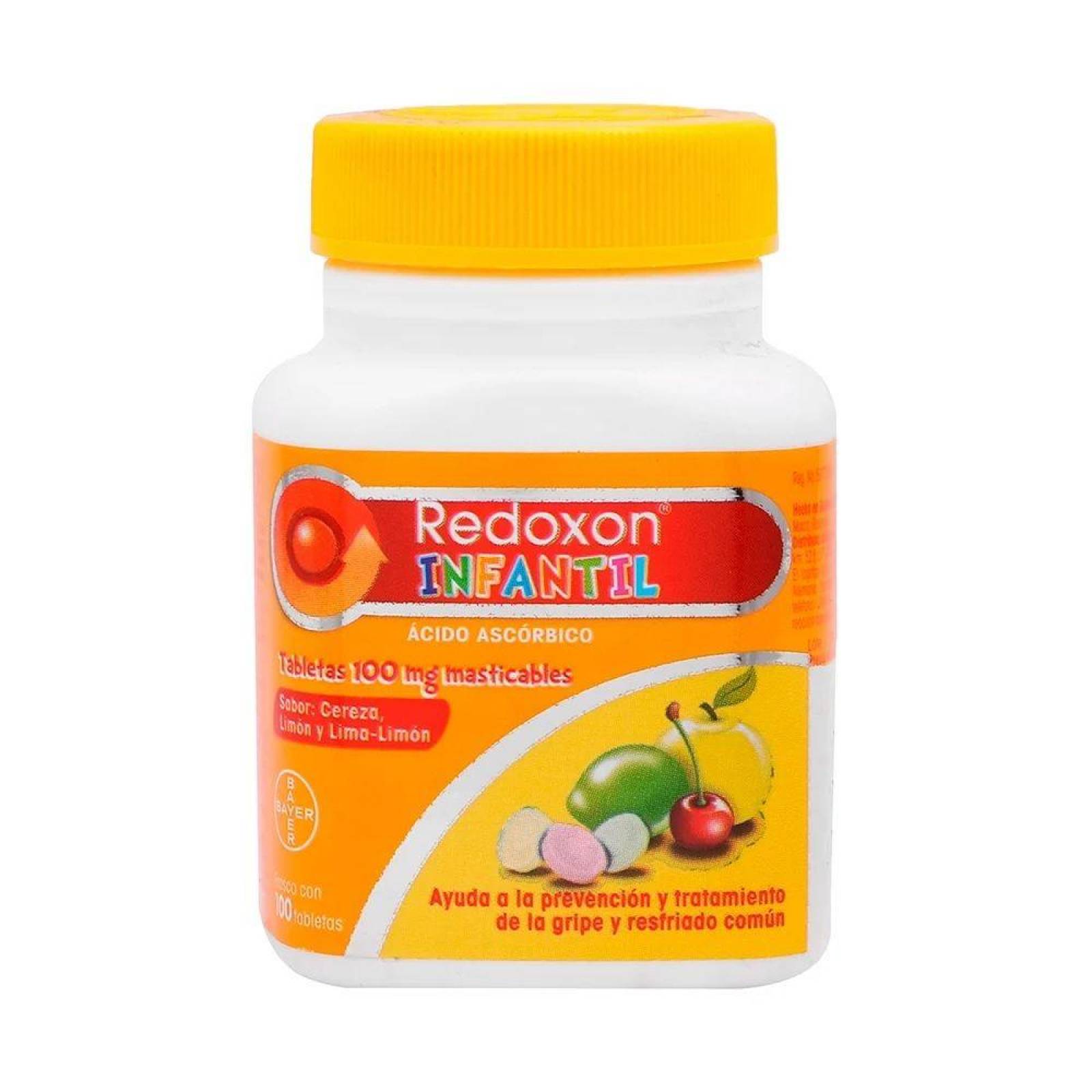 Redoxon Infantil 100 mg Frasco Con 100 Tabletas Masticables Sabor Cereza-Limón 