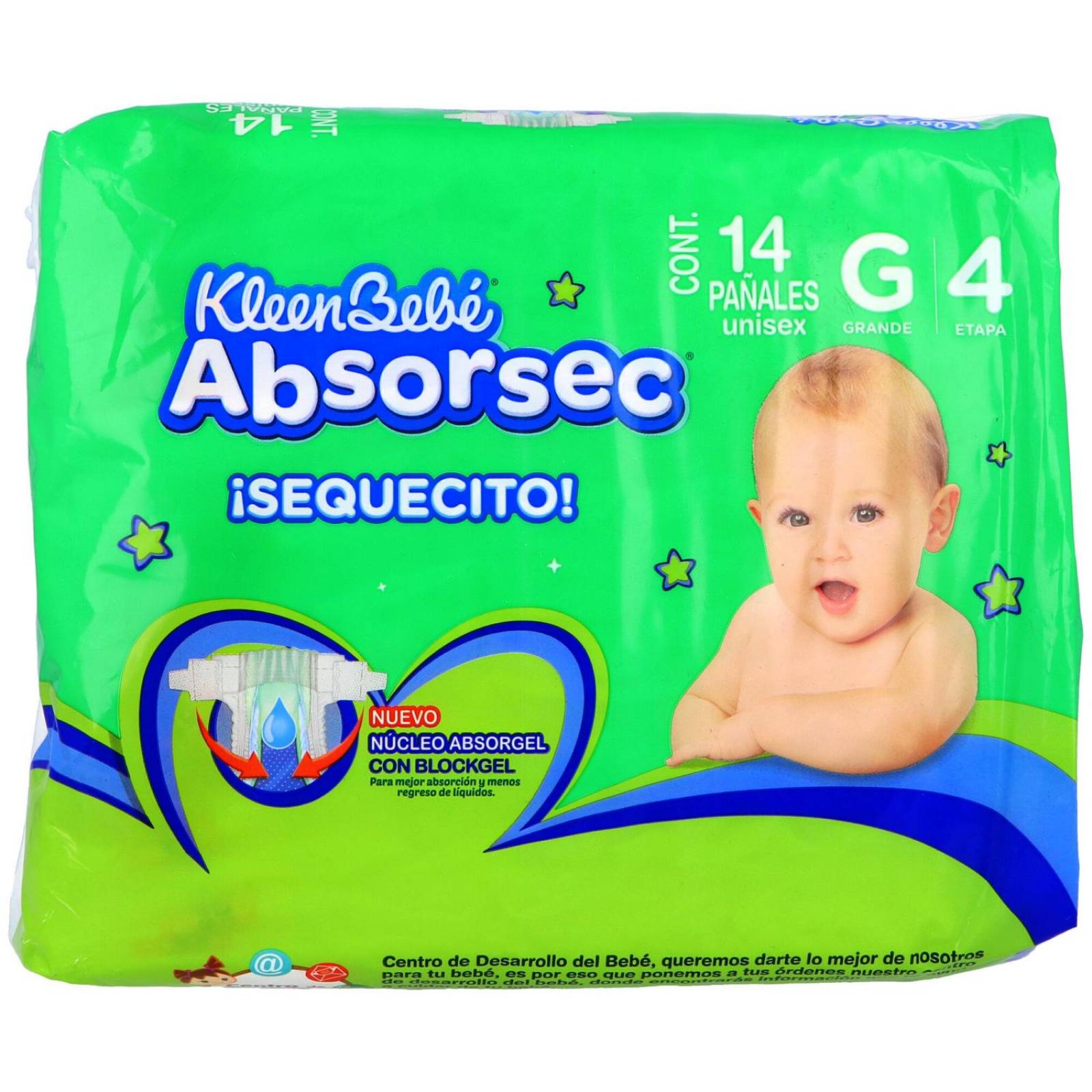 Pañales Kleen Bebé Absorsec Etapa G Paquete Con 14 Piezas 