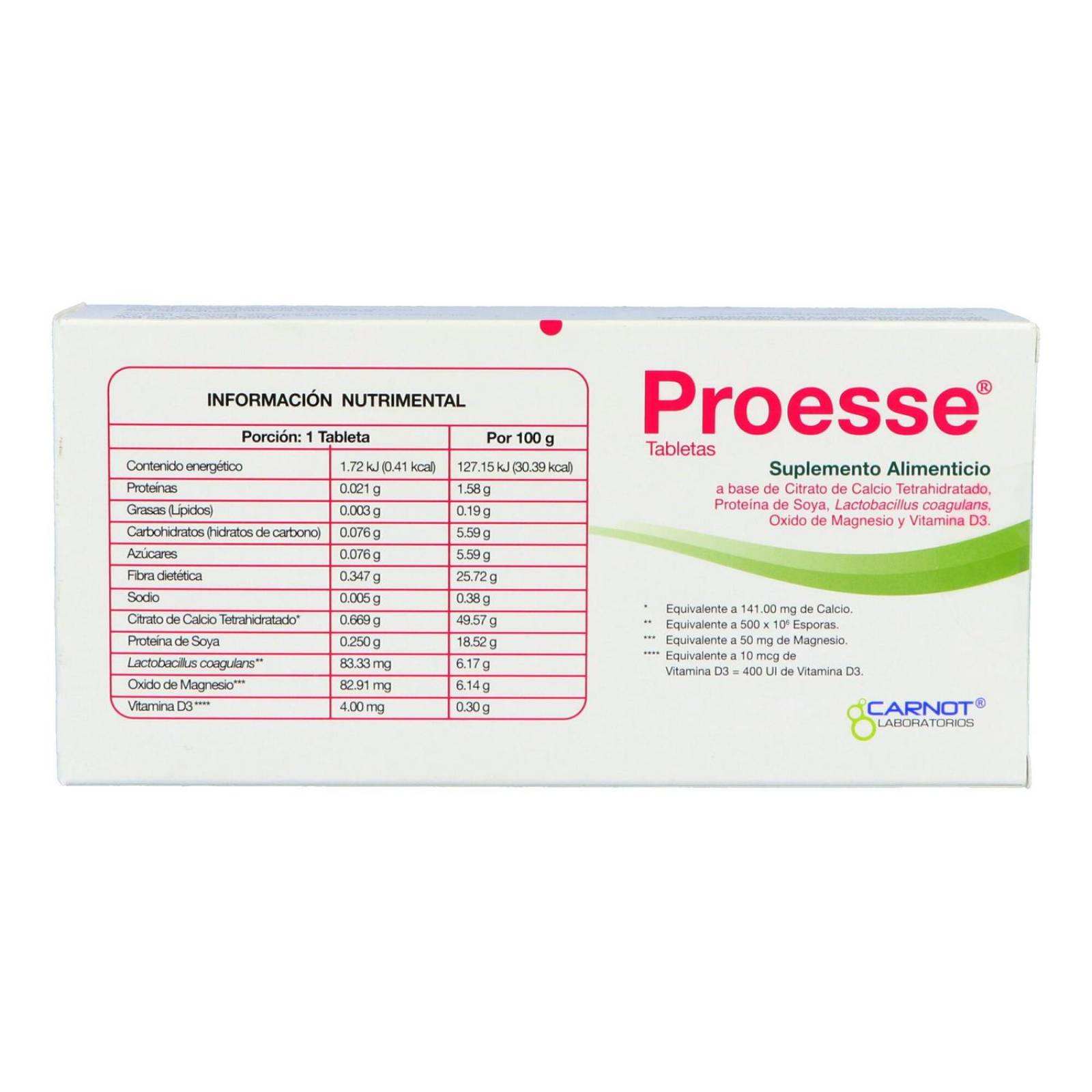 Proesse Suplemento Alimenticio Caja Con 30 Tabletas 