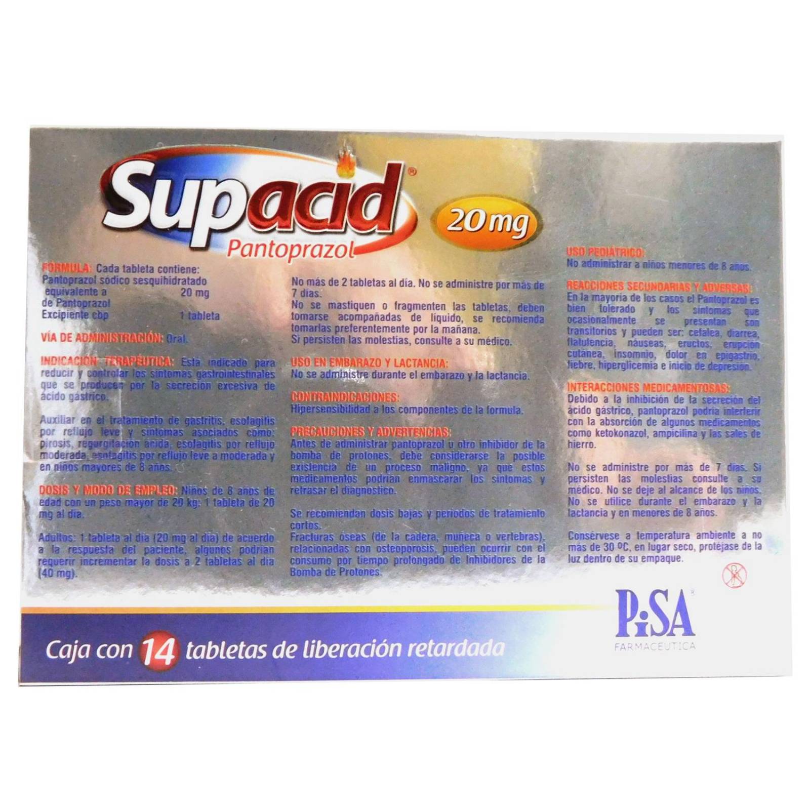 Supacid 20 mg Caja Con 14 Tabletas De Liberación Retardada 