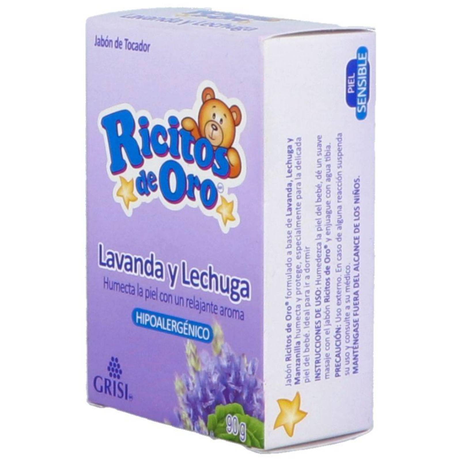 Ricitos De Oro Jabón De Tocador Lavanda Y Lechuga Caja Con Barra 90g 