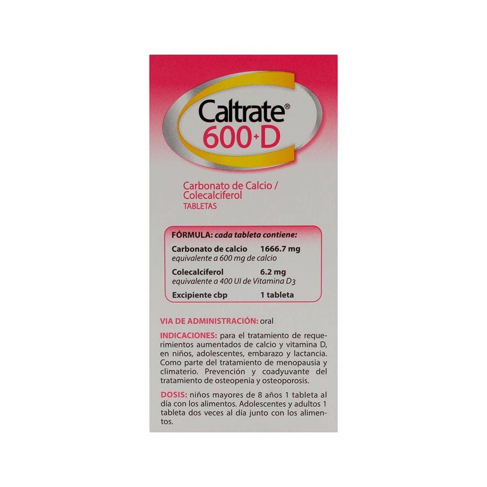 Caltrate 600 D Caja Con Frasco Con 30 Tabletas 