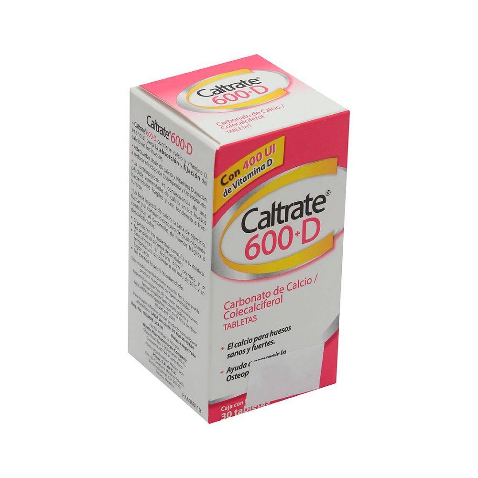 Caltrate 600 D Caja Con Frasco Con 30 Tabletas 