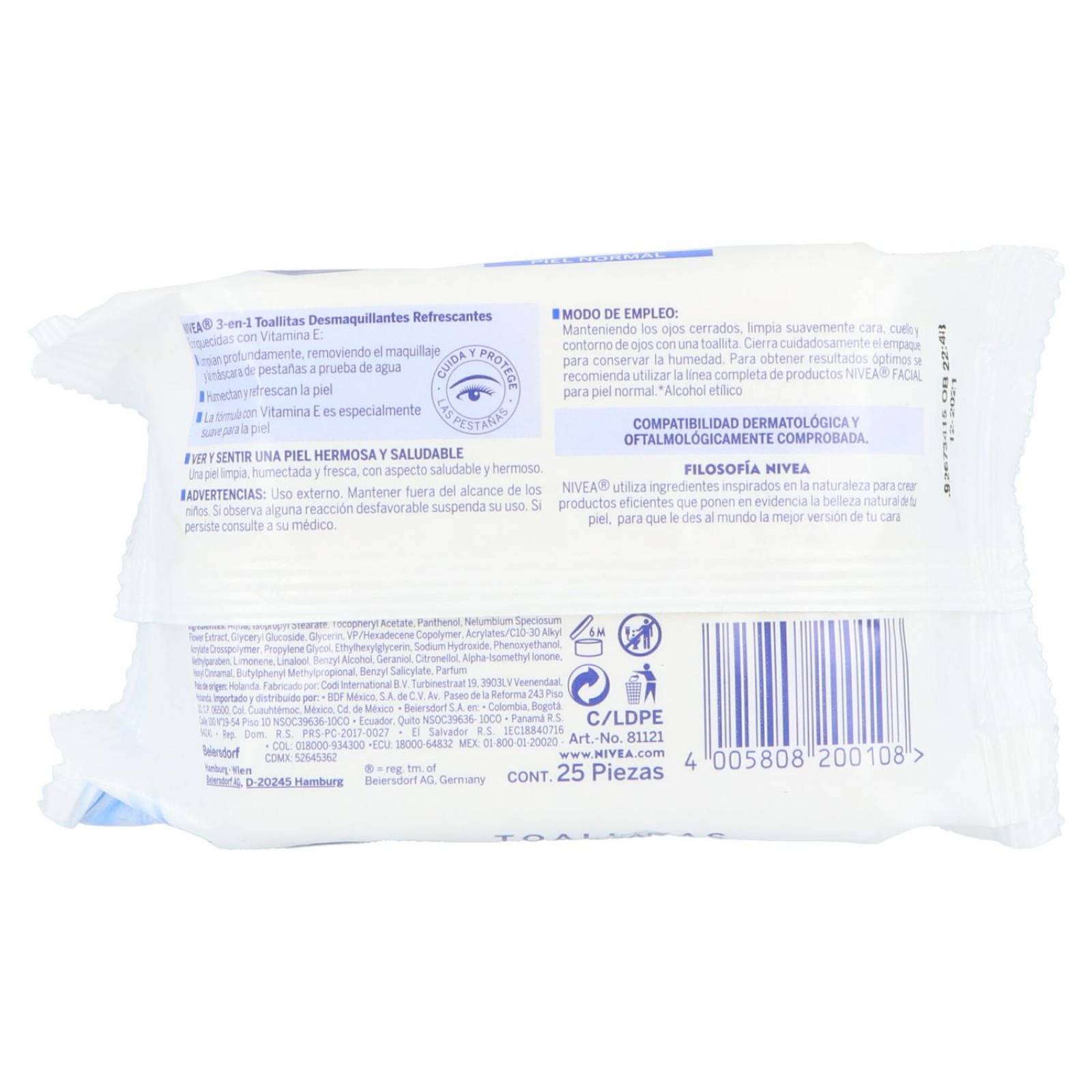 Nivea Toallitas Desmaquillantes Refrescantes Empaque Con 25 Toallitas 