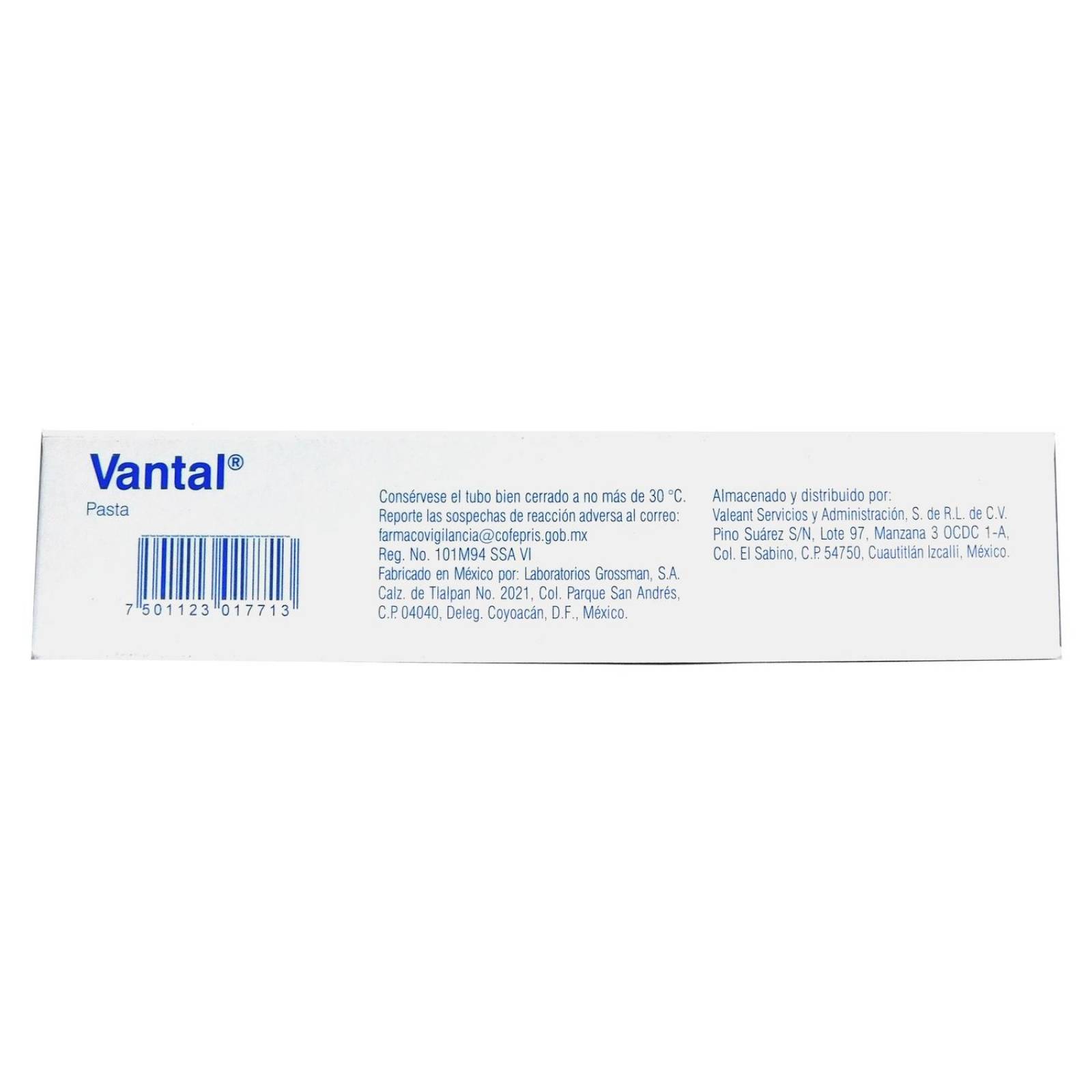 Vantal Pasta Caja Con Tubo Con 60 g 