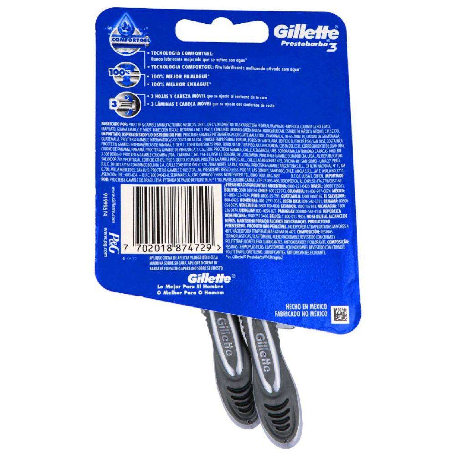 Gillette Prestobarba 3 Empaque Con 2 Rastrillos 