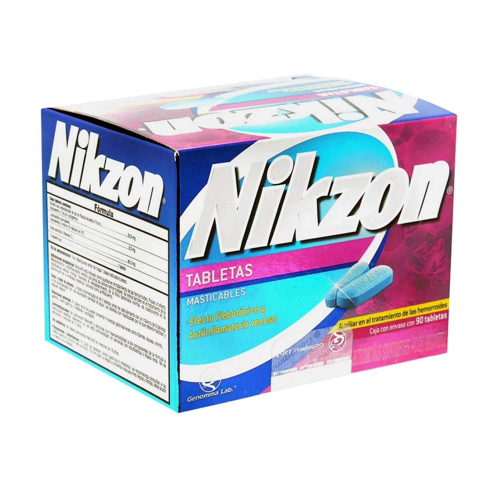 Nikzon 20 mg / 8.3 g / 40 mg Caja Con 90 Tabletas Masticables