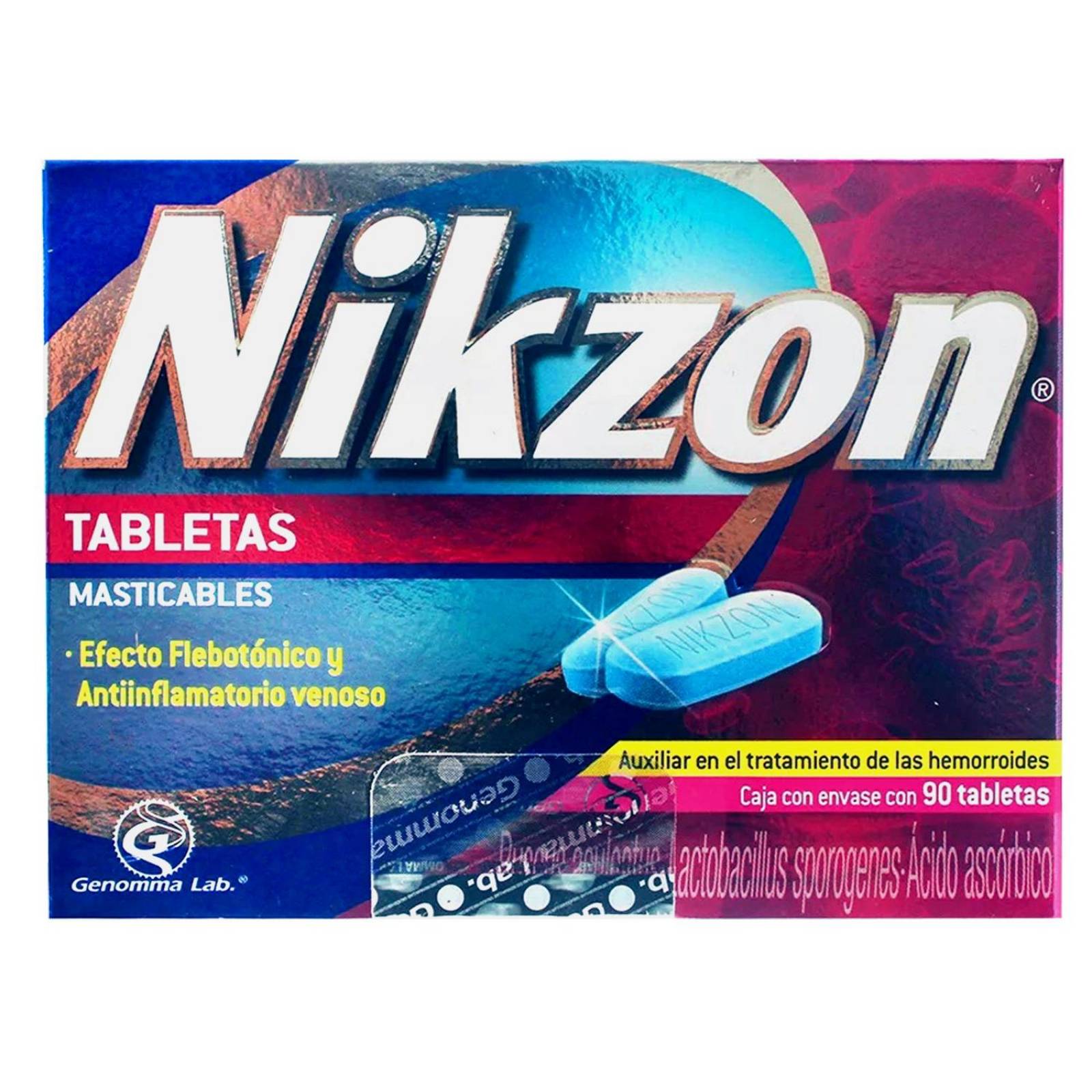 Nikzon 20 mg / 8.3 g / 40 mg Caja Con 90 Tabletas Masticables