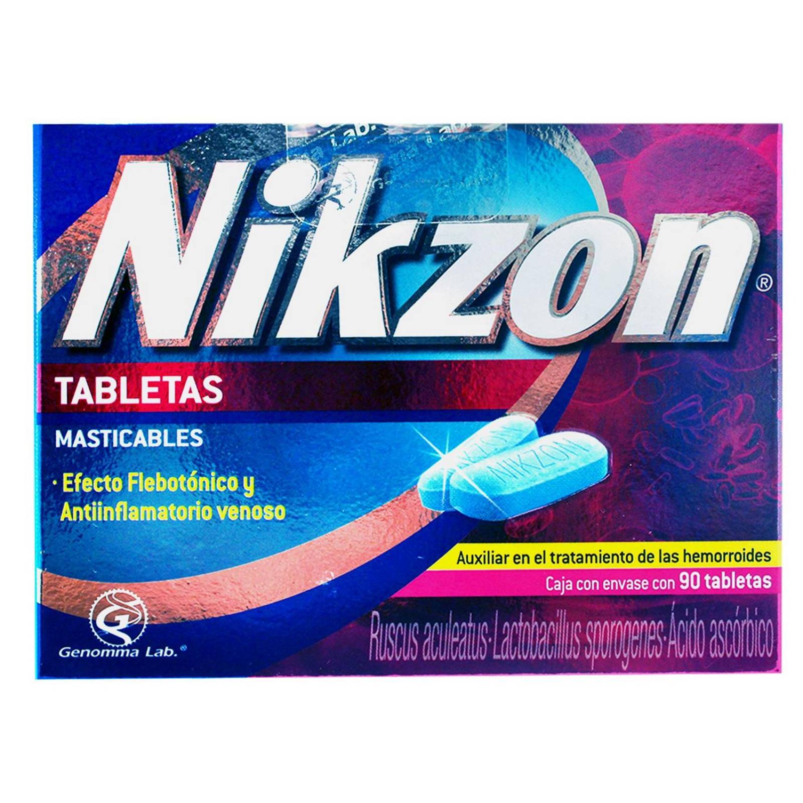 Nikzon 20 mg / 8.3 g / 40 mg Caja Con 90 Tabletas Masticables