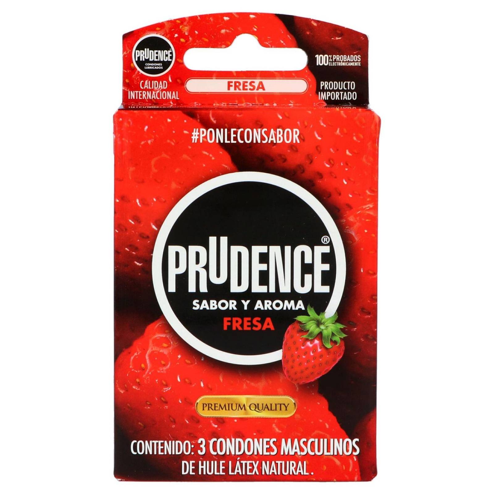 Prudence Sabor y Aroma Fresa Caja Con 3 Condones 