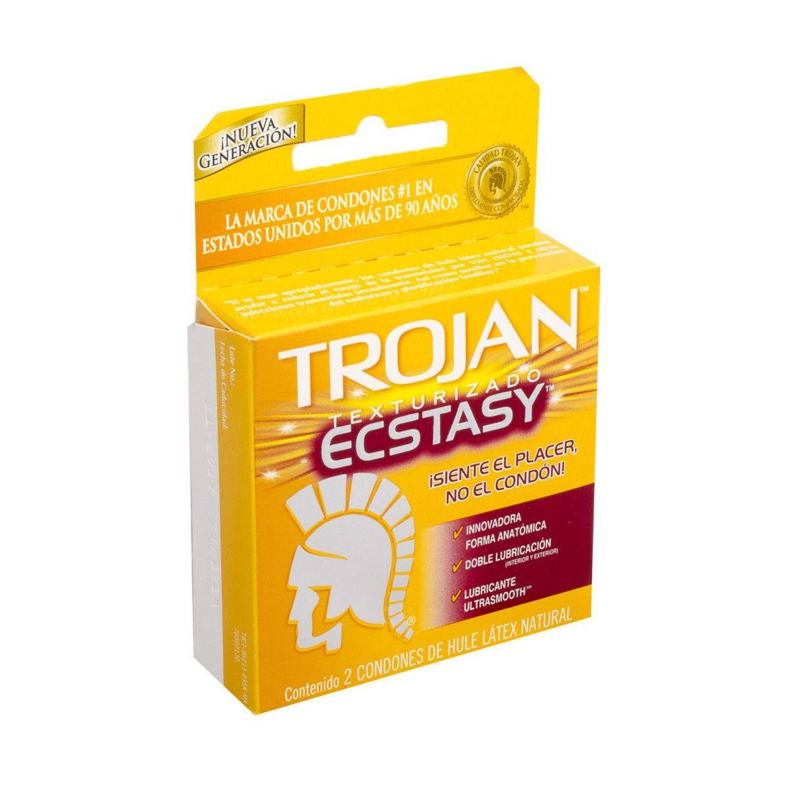 Trojan Texturizado Ecstasy Preservativo Caja Con 2 Condones 