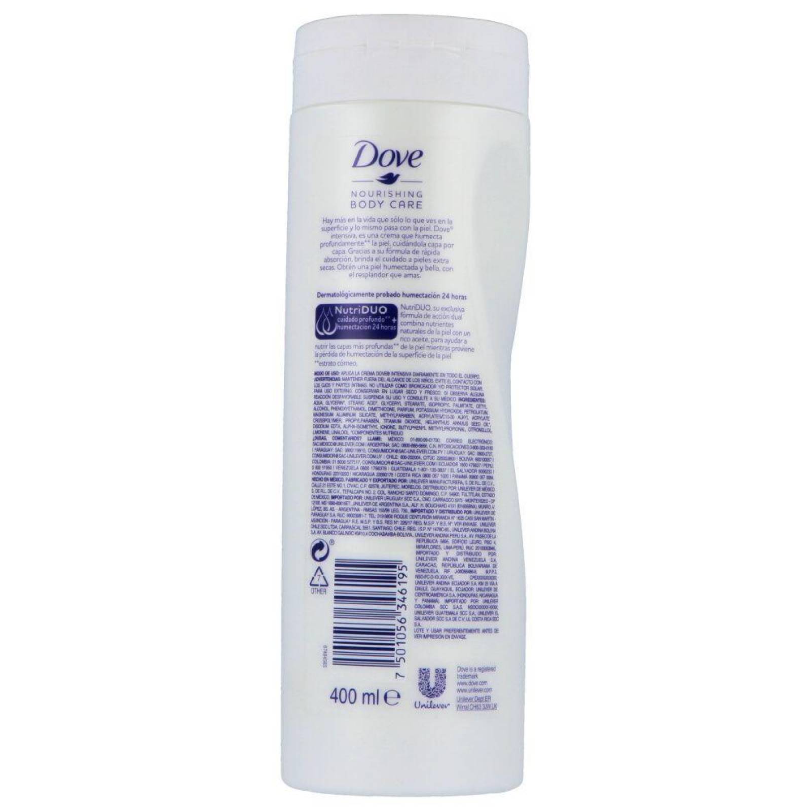 Dove Crema Nutrición Intensiva Tarro Con 400 Ml 
