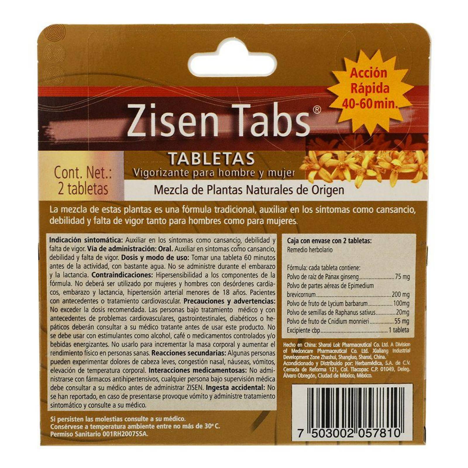 The Sensual Tea Zisen Caja Con 2 Comprimidos 