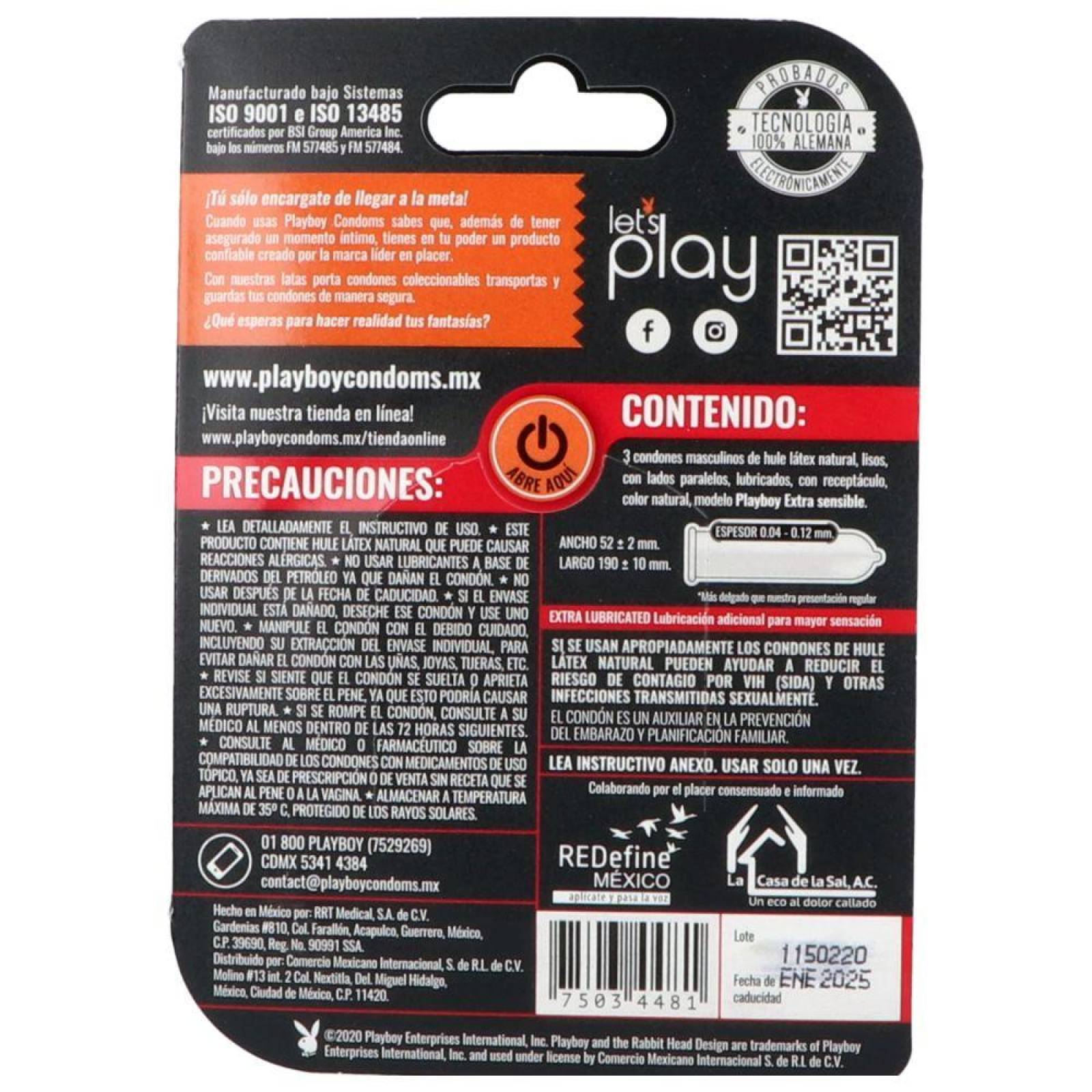 Playboy Condoms Extra Sensible Estuche Con 3 Unidades 