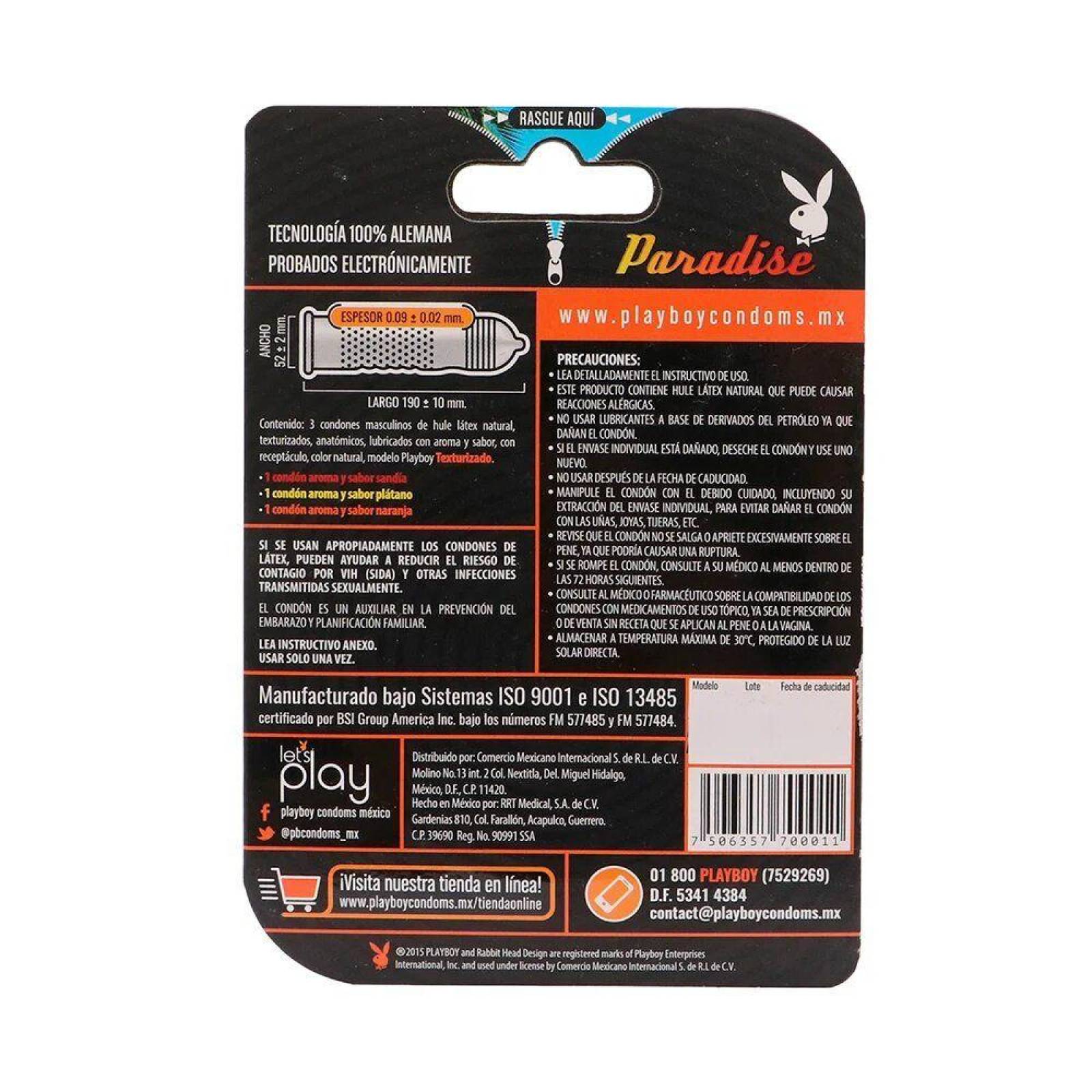 Preservativo Playboy Paradise Tex C 