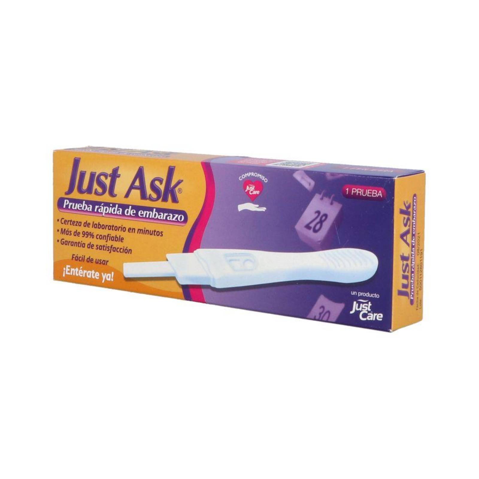Just Ask Prueba Rápida De Embarazo Caja Con 1 Pieza 