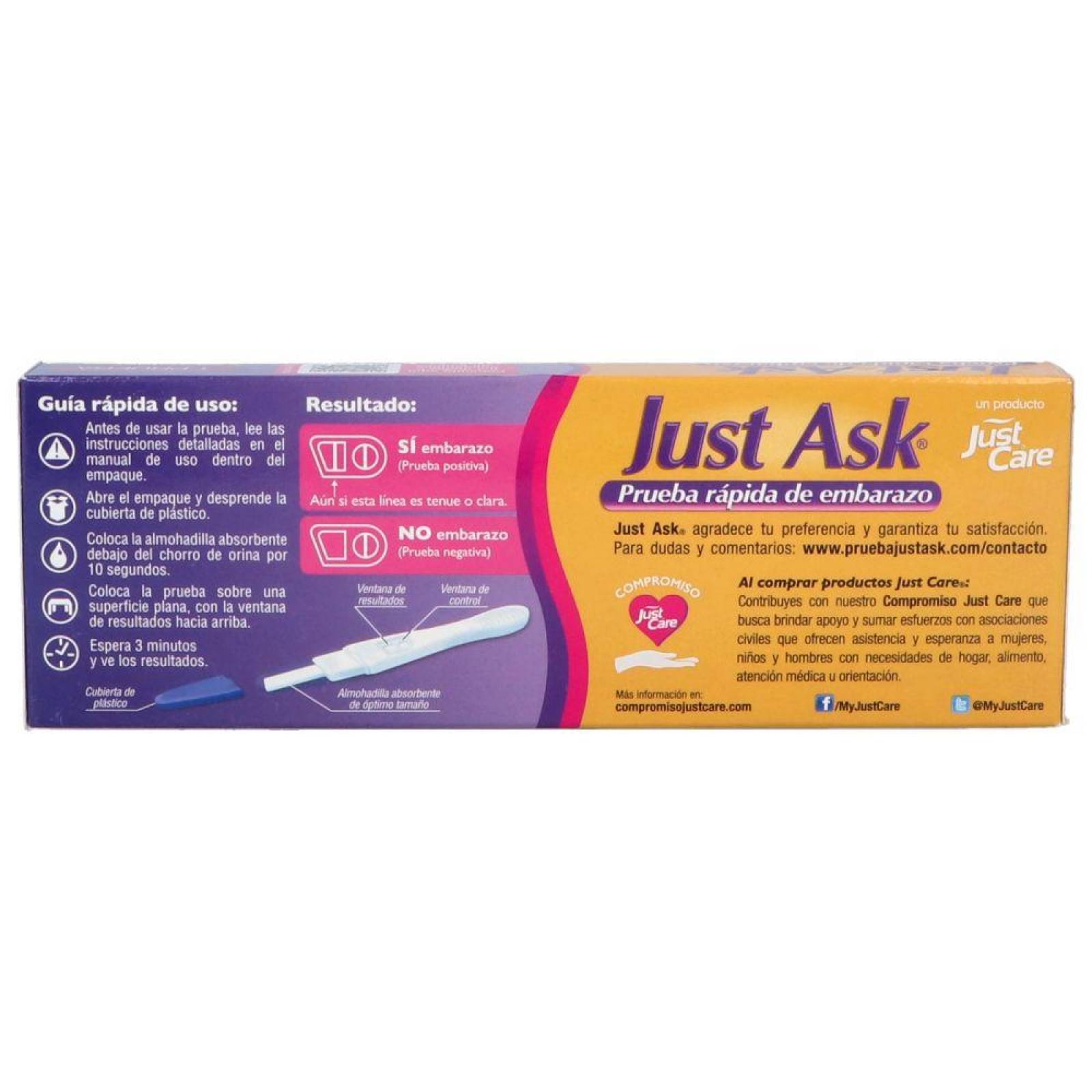 Just Ask Prueba Rápida De Embarazo Caja Con 1 Pieza 