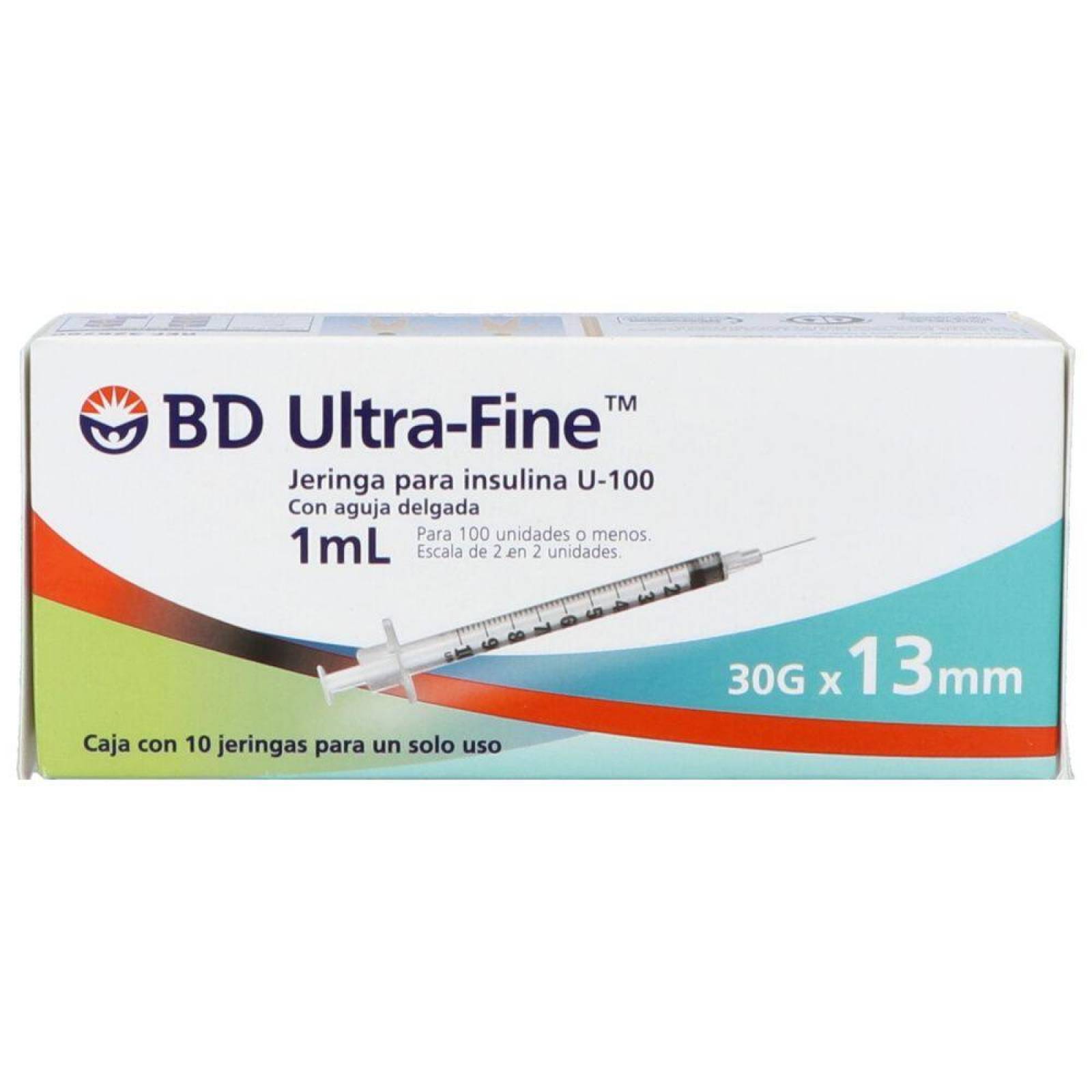 Bd Ultra Fine Jeringa Para Insulina U-100 1ml 30gx13mm Caja 